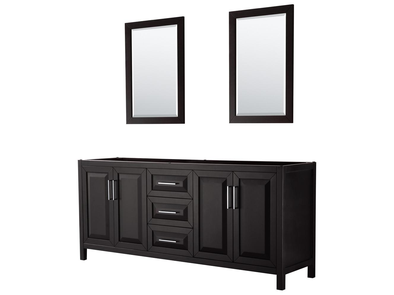 Wyndham Collection Daria 79" Dark Espresso Vanity with 24" Mirror