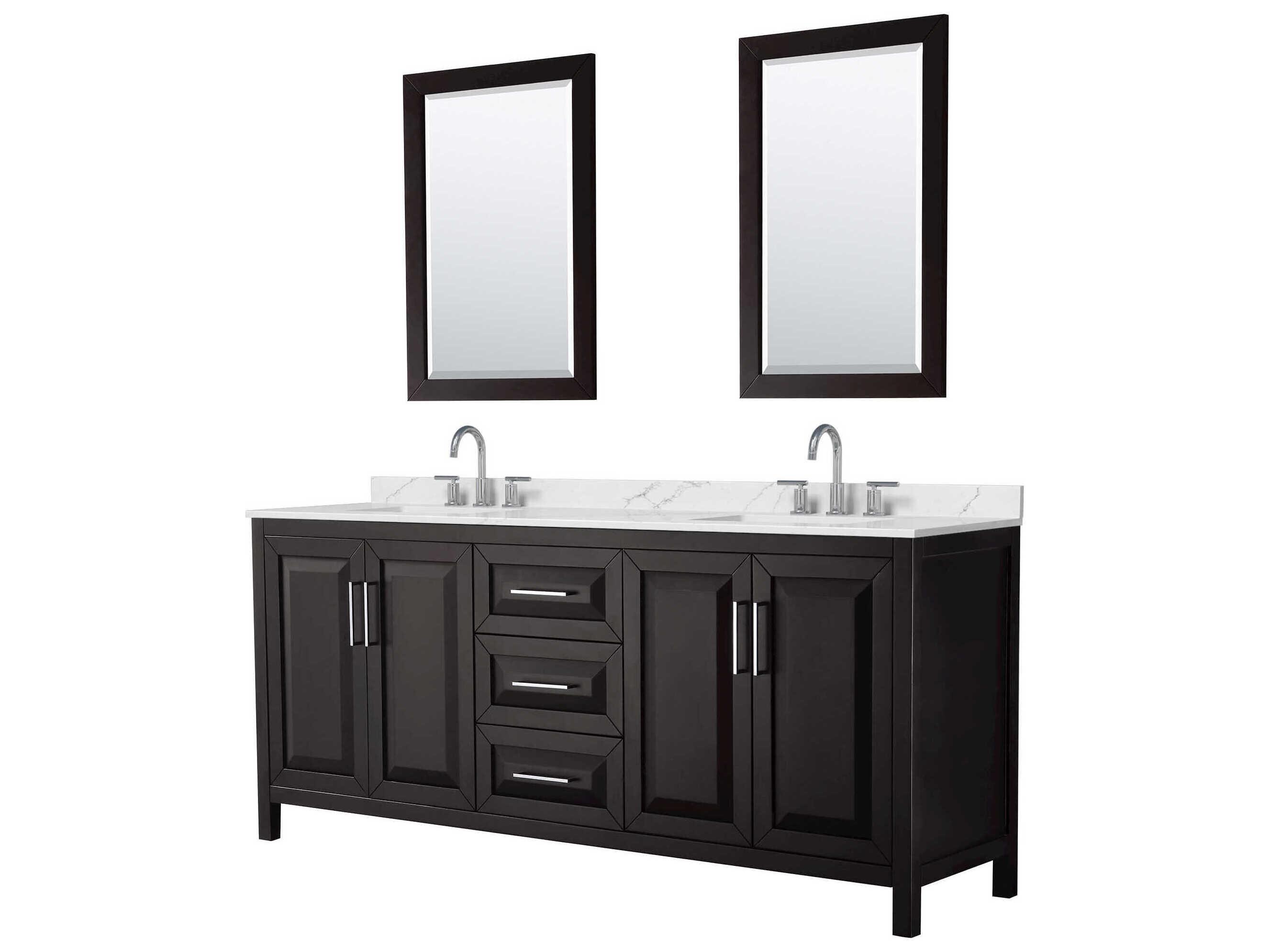 Wyndham Collection Daria 80" Dark Espresso Vanity with 24" Mirror