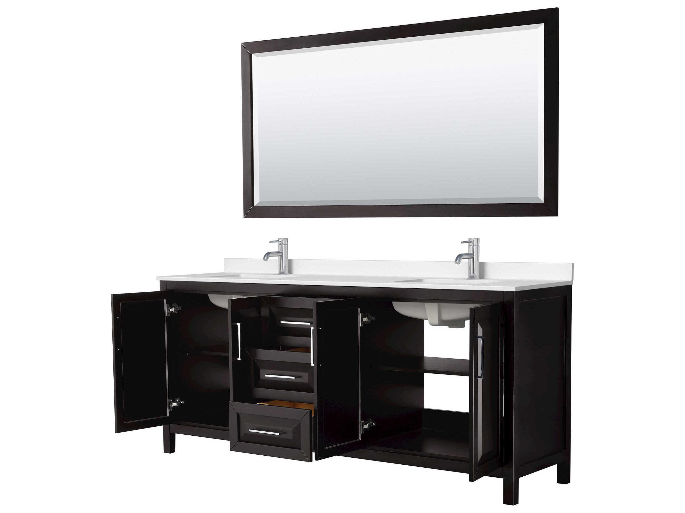 Wyndham Collection Daria 80" Dark Espresso Vanity with 70" Mirror