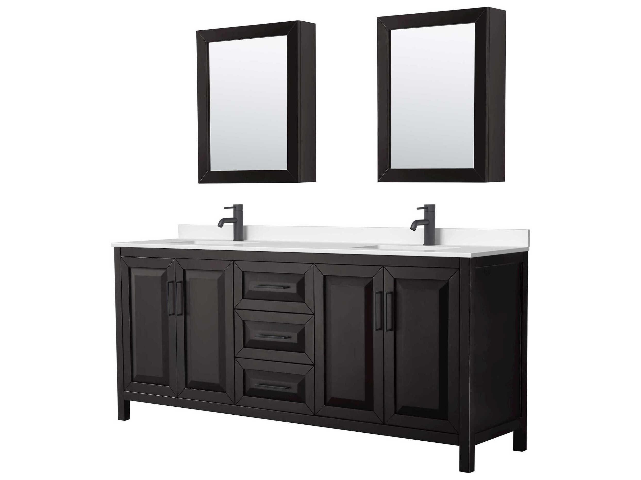 Wyndham Collection Daria 80" Dark Espresso Vanity with Medicine Cabinet