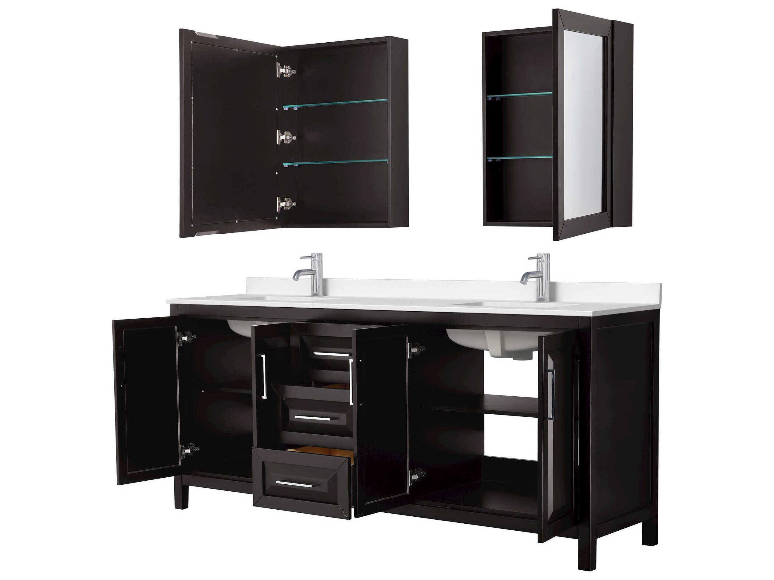 Wyndham Collection Daria 80" Dark Espresso Vanity with Medicine Cabinet