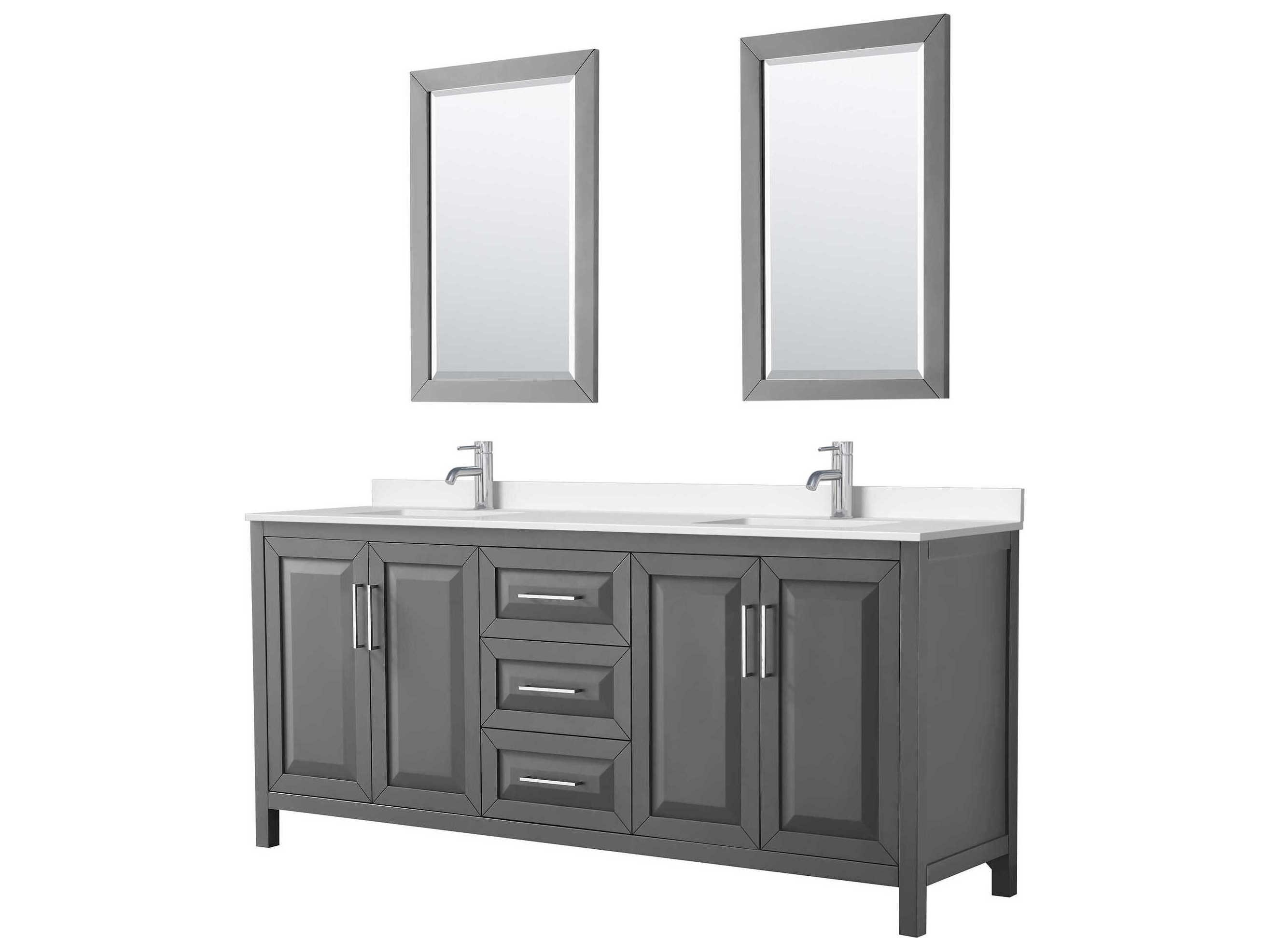 Wyndham Collection Daria 80" Dark Gray Vanity with 24" Mirror