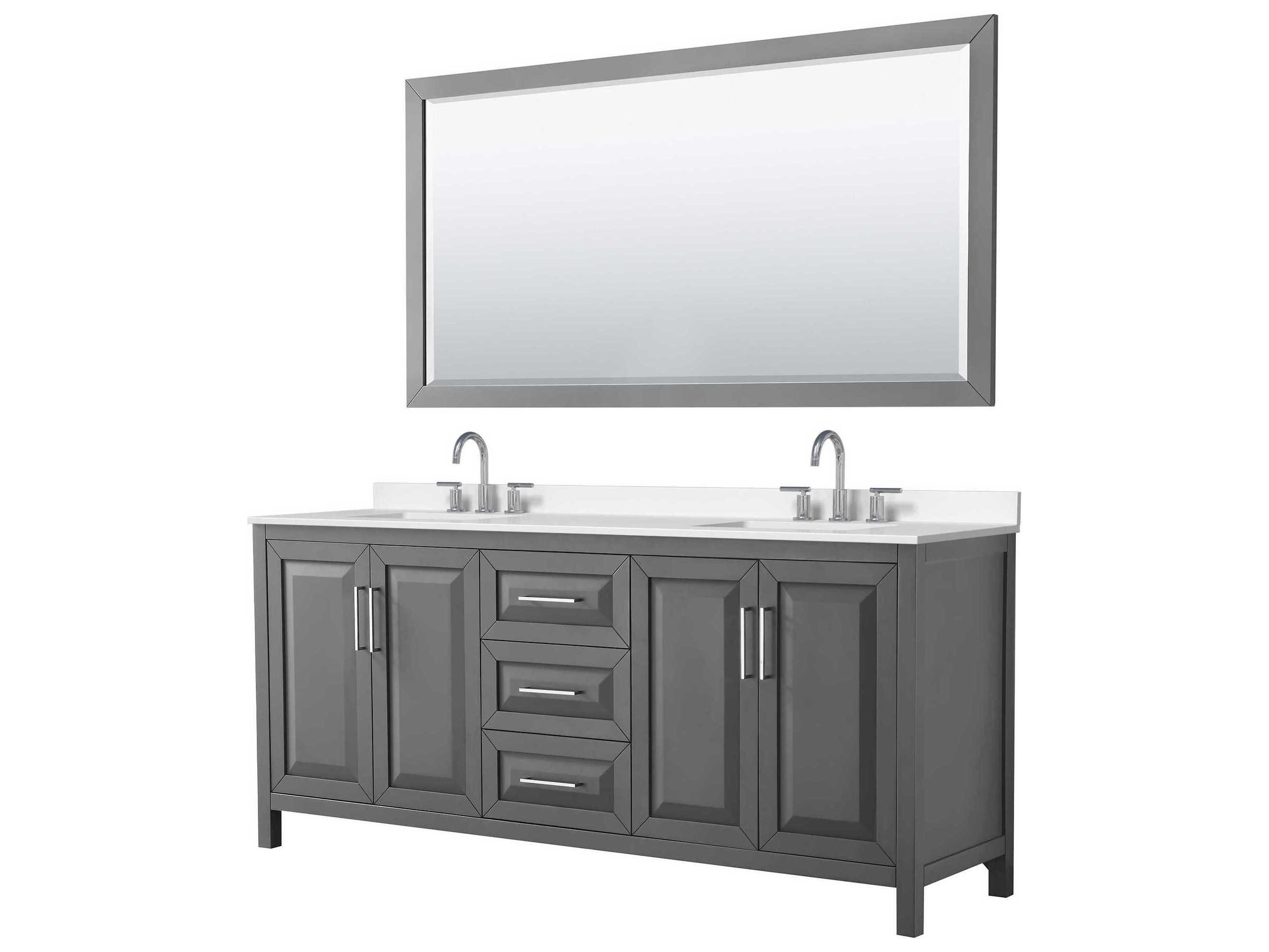 Wyndham Collection Daria 80" Dark Gray Vanity with 70" Mirror
