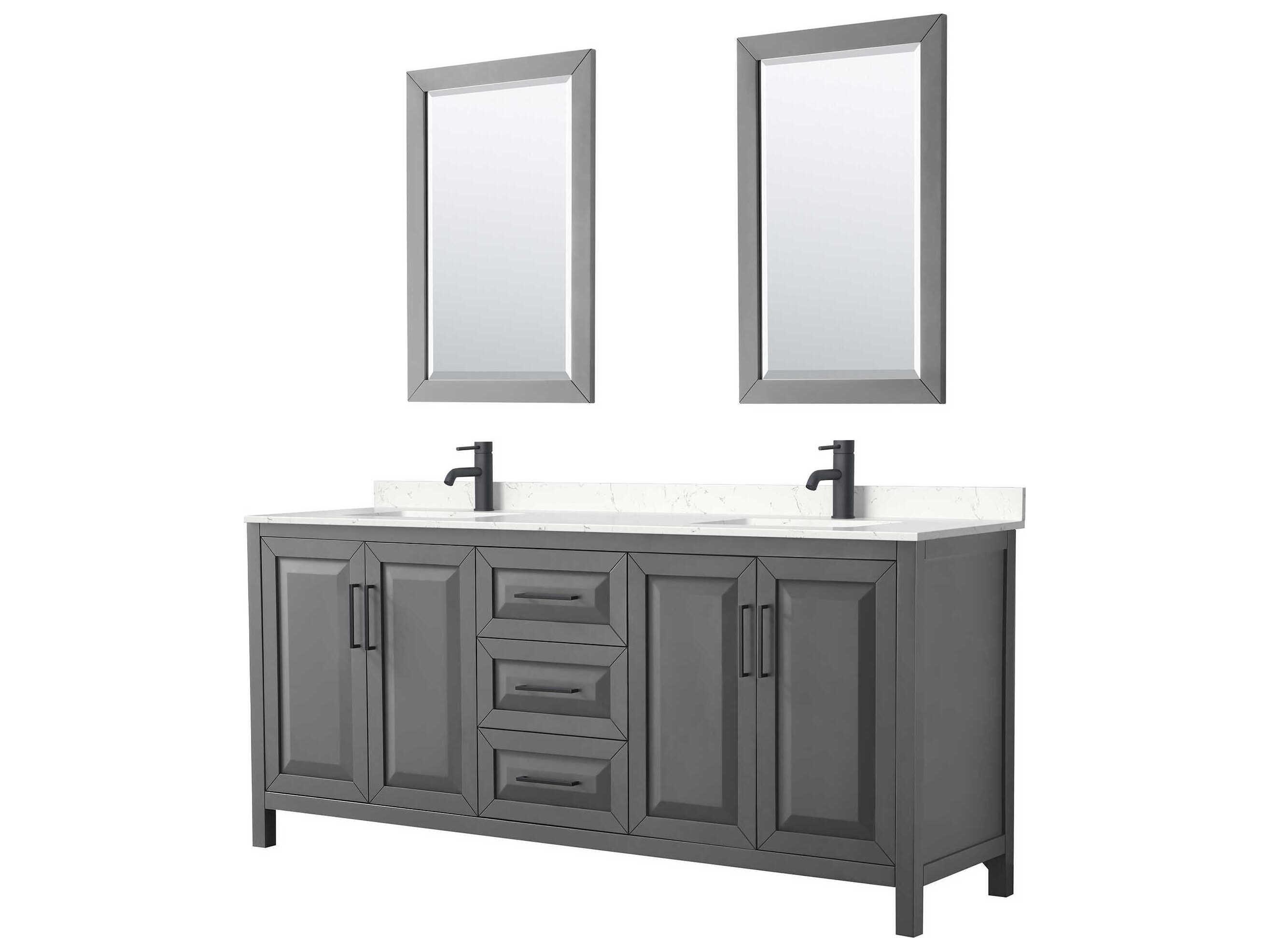 Wyndham Collection Daria 80" Dark Gray Vanity with 24" Mirror
