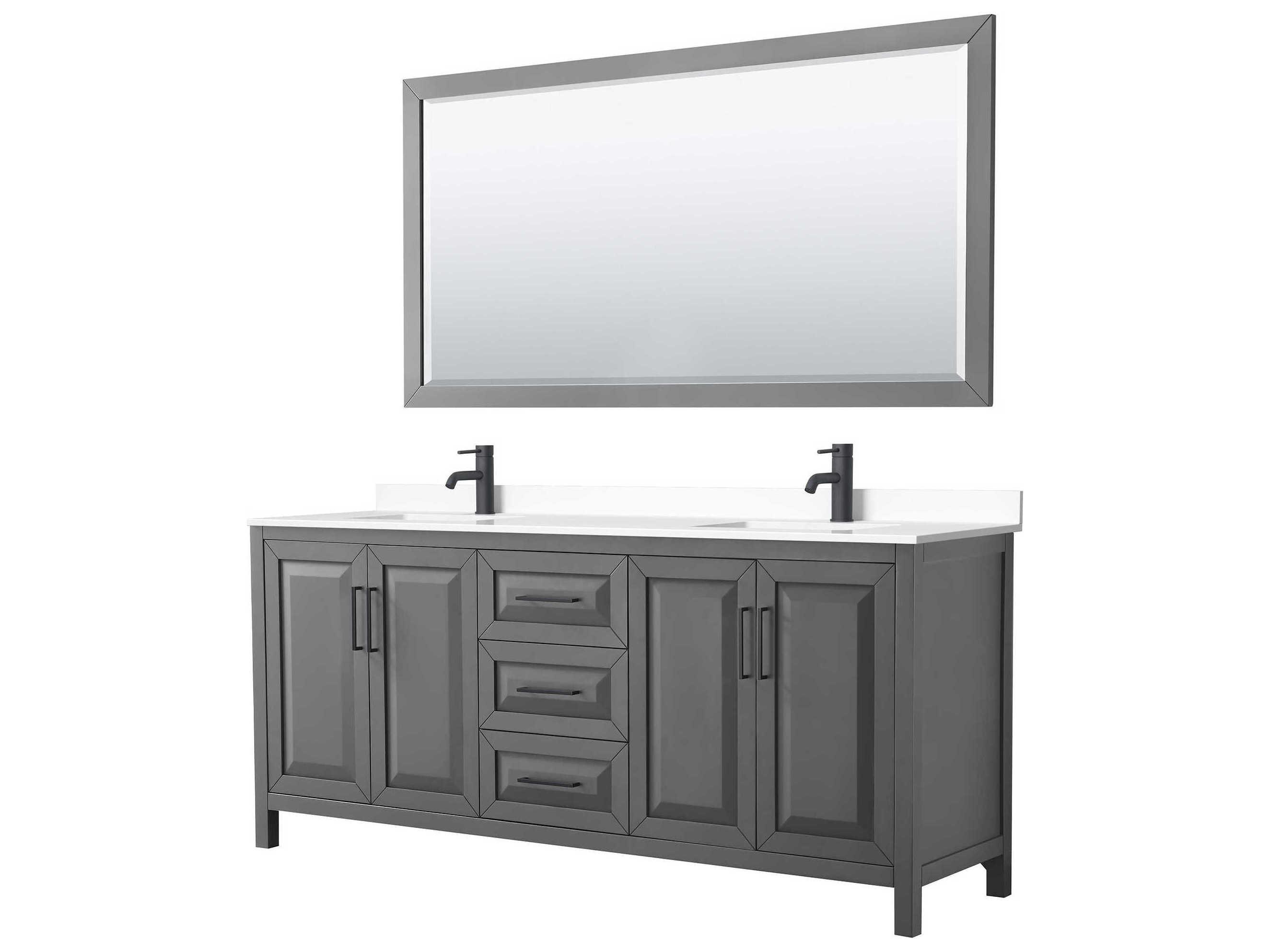 Wyndham Collection Daria 80" Dark Gray Vanity with 70" Mirror