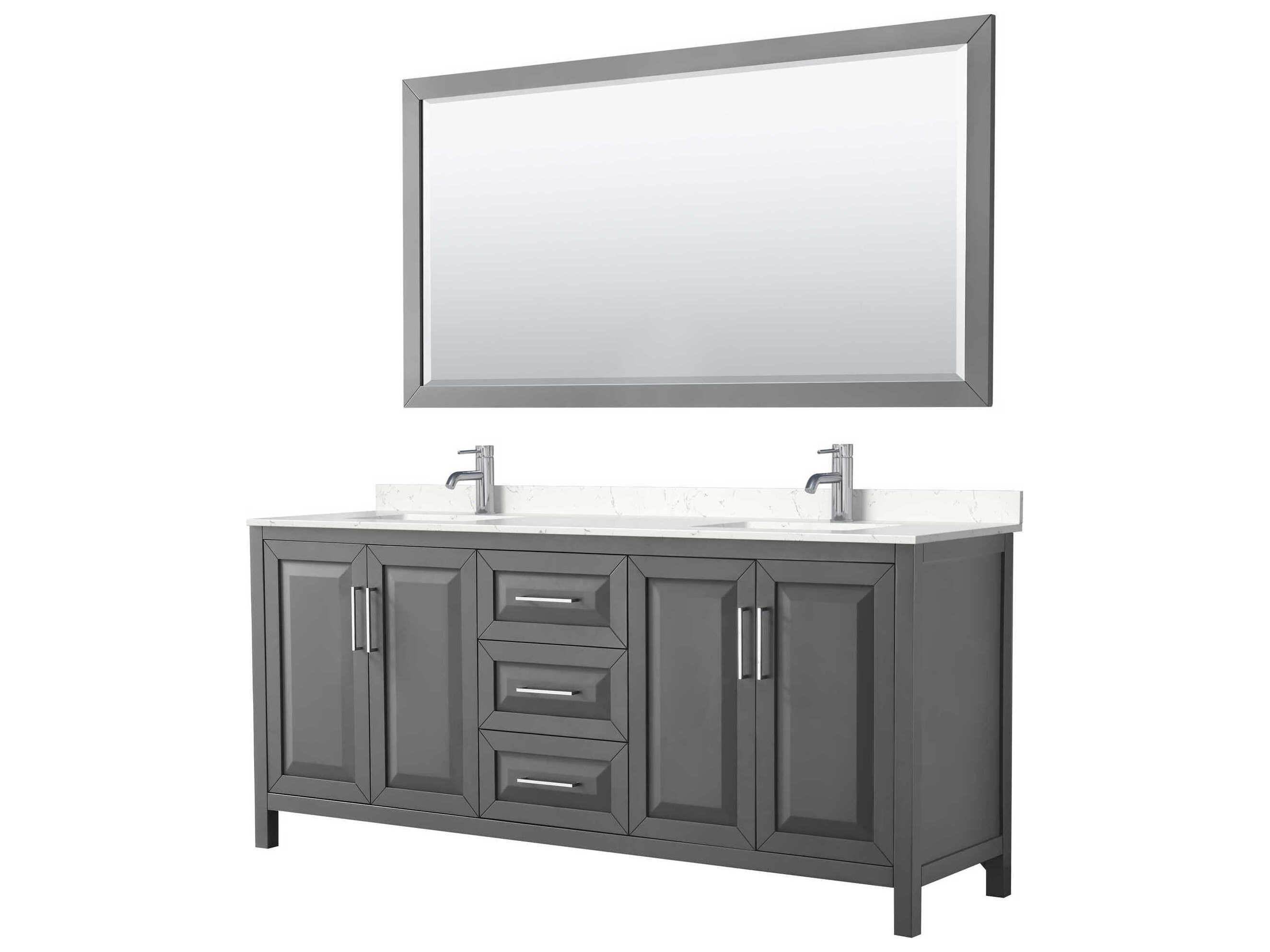 Wyndham Collection Daria 80" Dark Gray Vanity with 70" Mirror