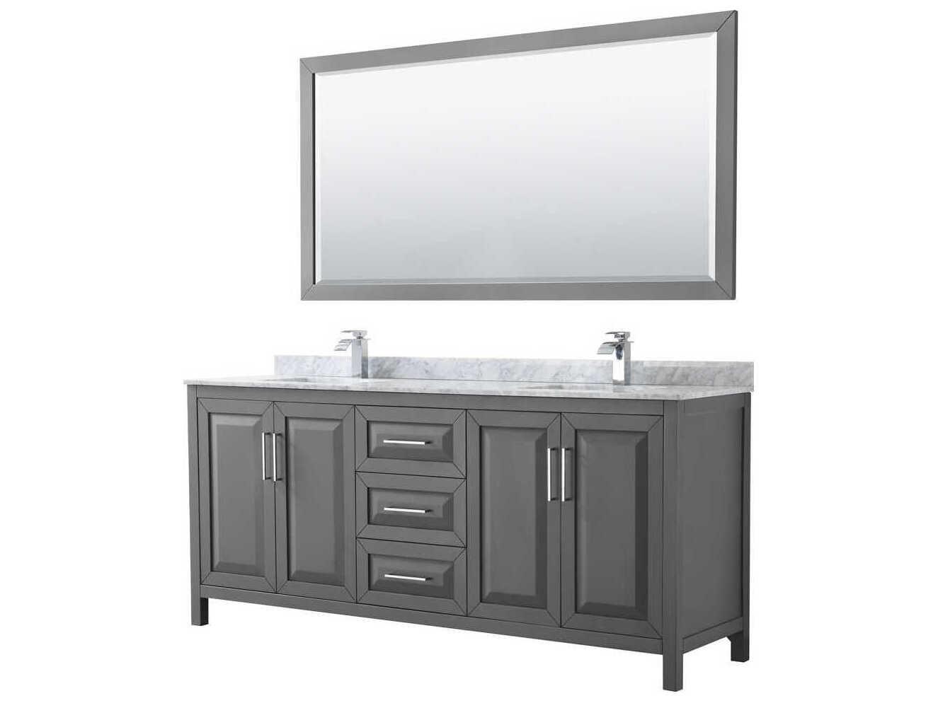 Wyndham Collection Daria 80" Dark Gray Vanity with 70" Mirror