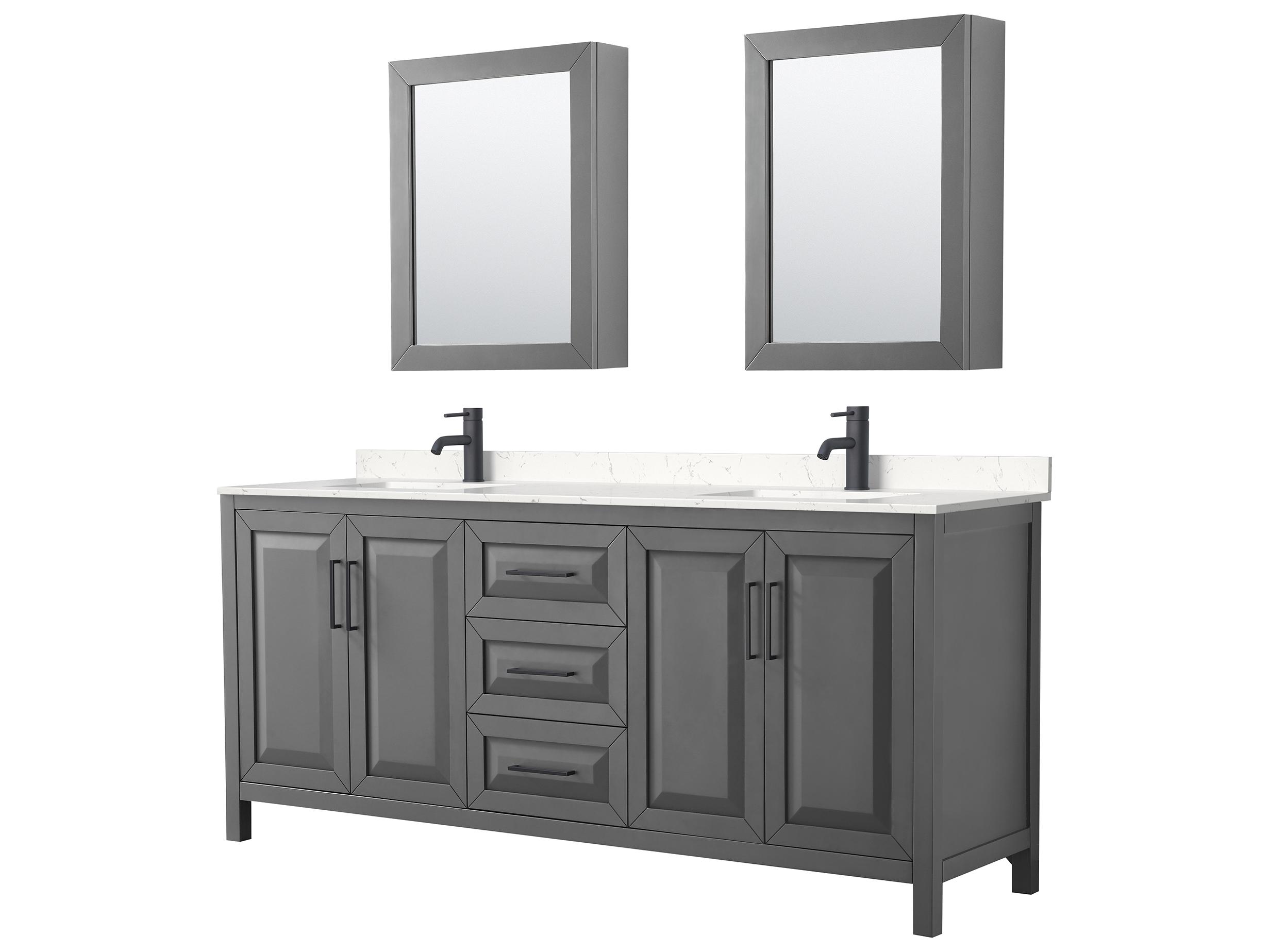 Wyndham Collection Daria 80" Dark Gray Vanity with Medicine Cabinet