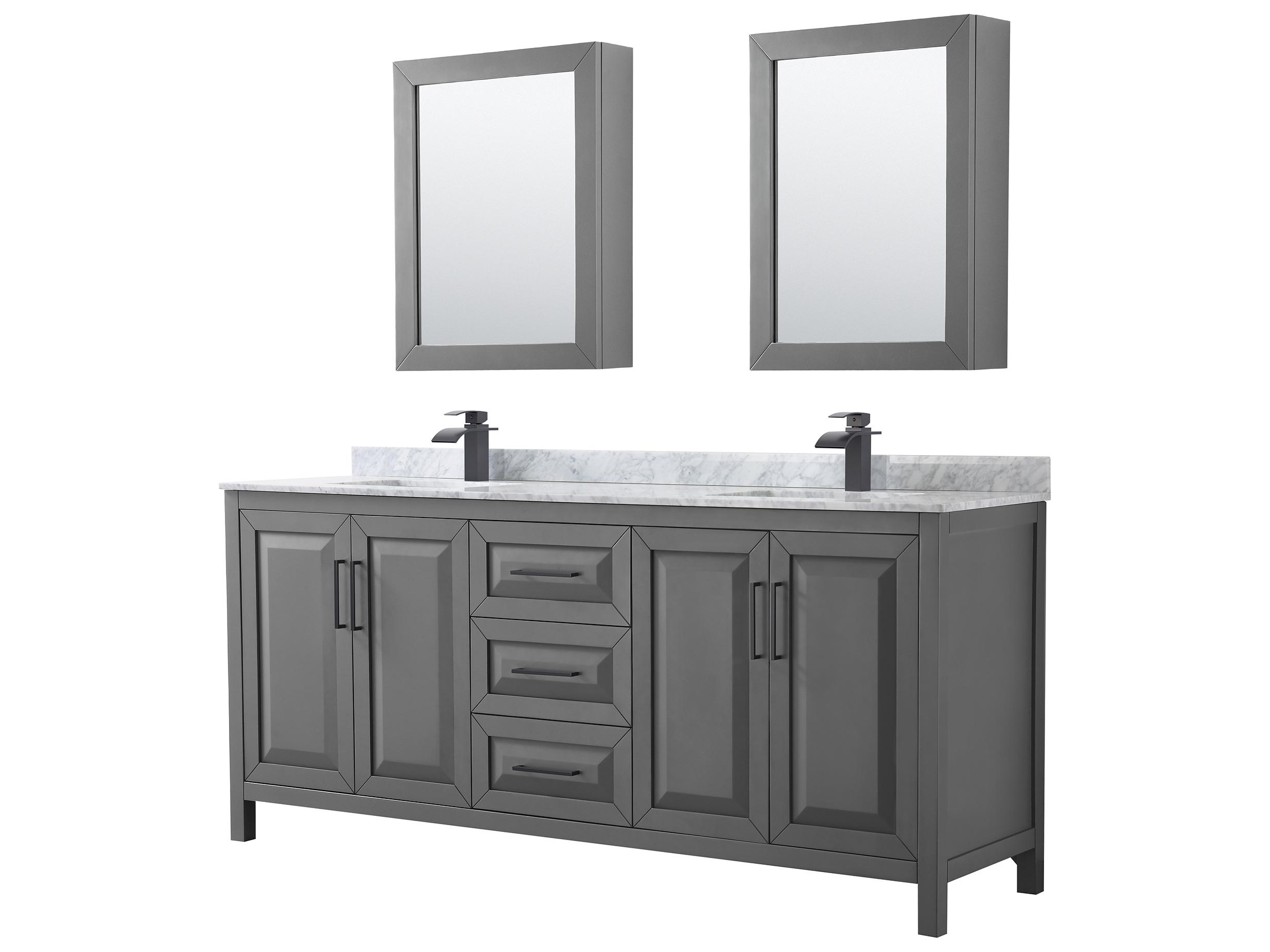 Wyndham Collection Daria 80" Dark Gray Vanity with Medicine Cabinet