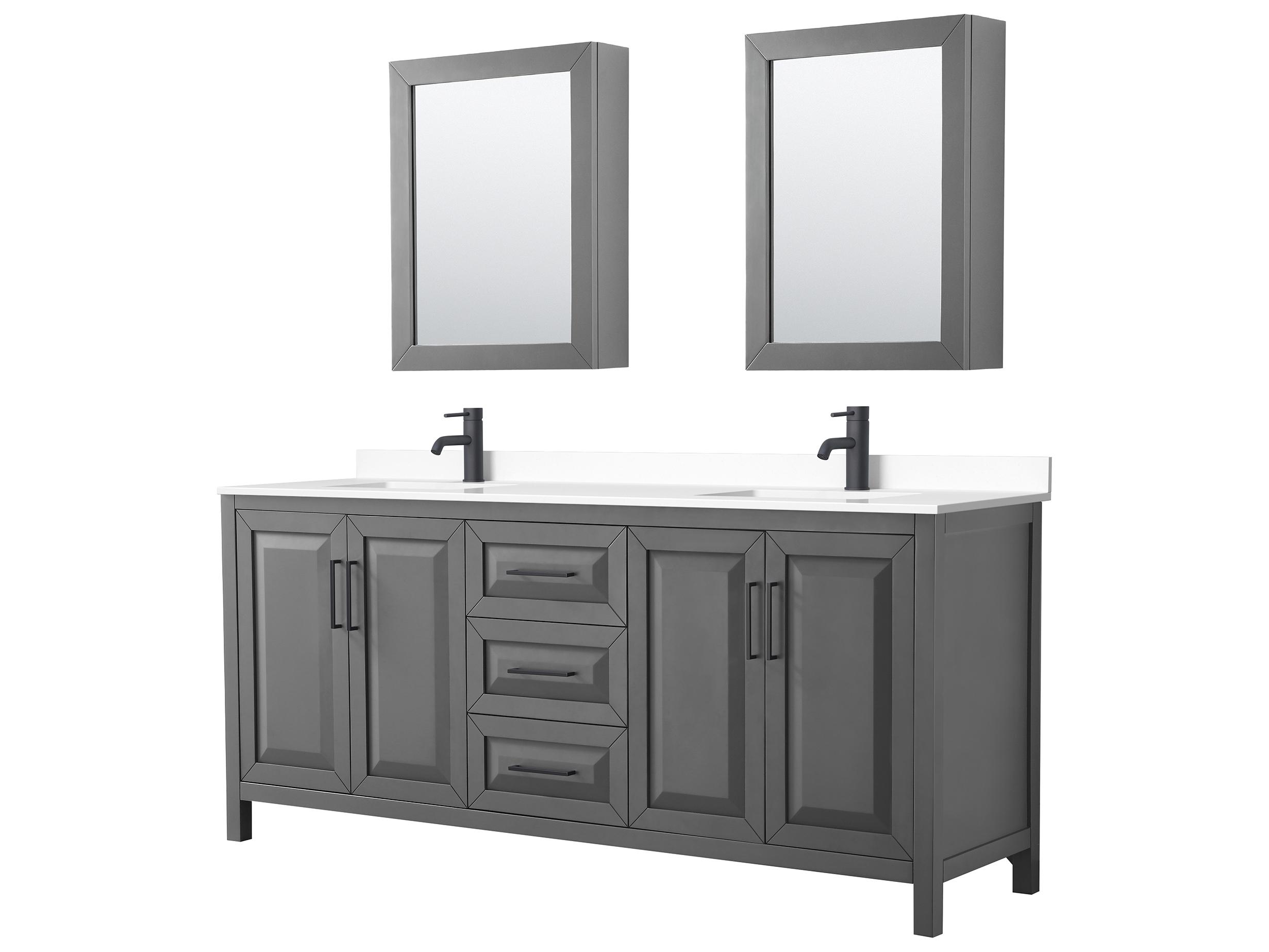 Wyndham Collection Daria 80" Dark Gray Vanity with Medicine Cabinet
