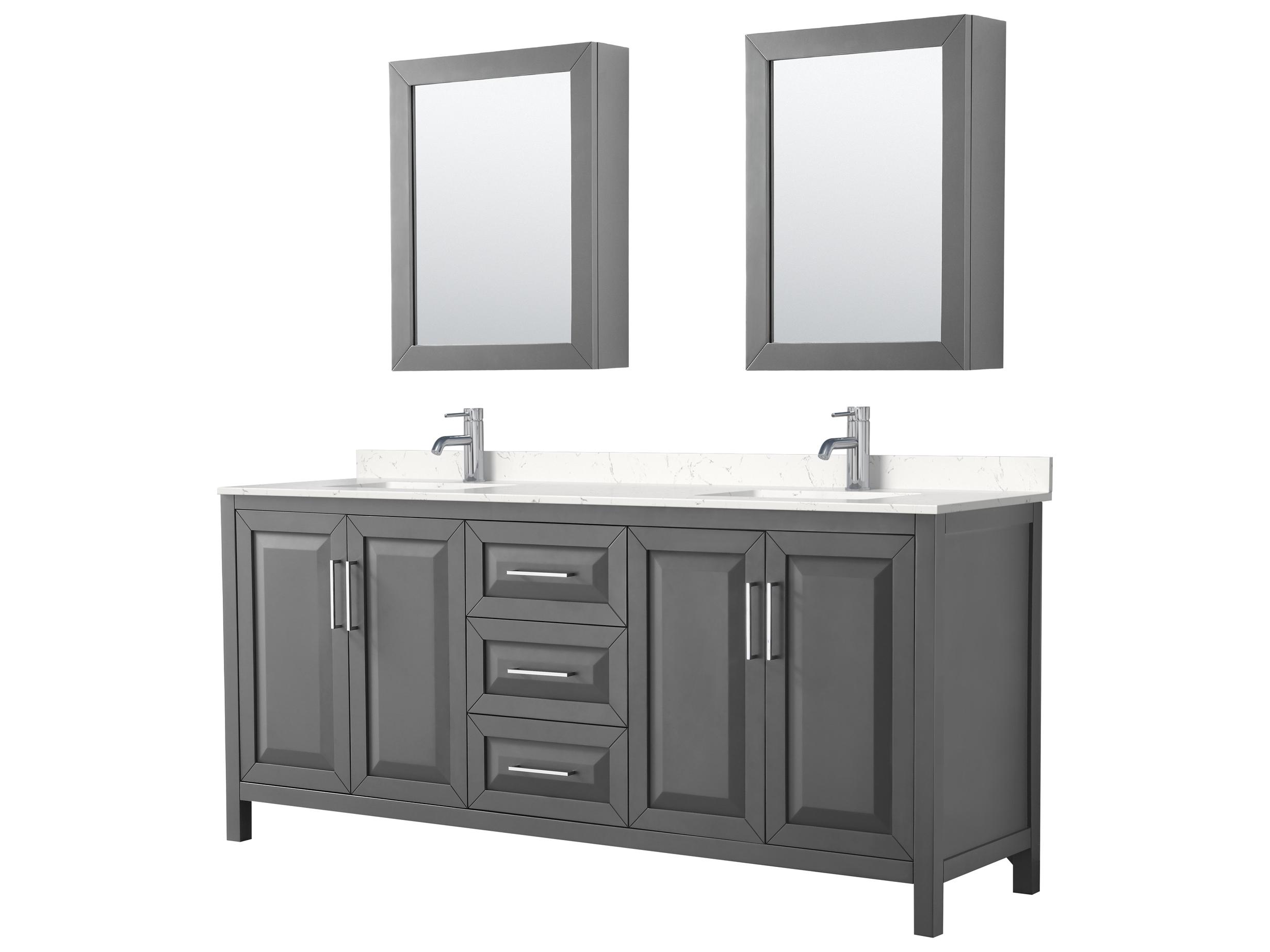 Wyndham Collection Daria 80" Dark Gray Vanity with Medicine Cabinet
