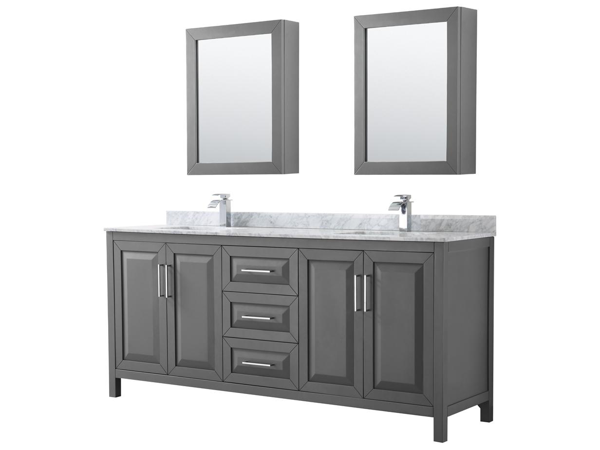 Wyndham Collection Daria 80" Dark Gray Vanity with Medicine Cabinet