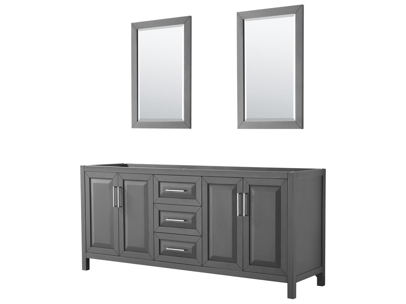Wyndham Collection Daria 79" Dark Gray Vanity with 24" Mirror