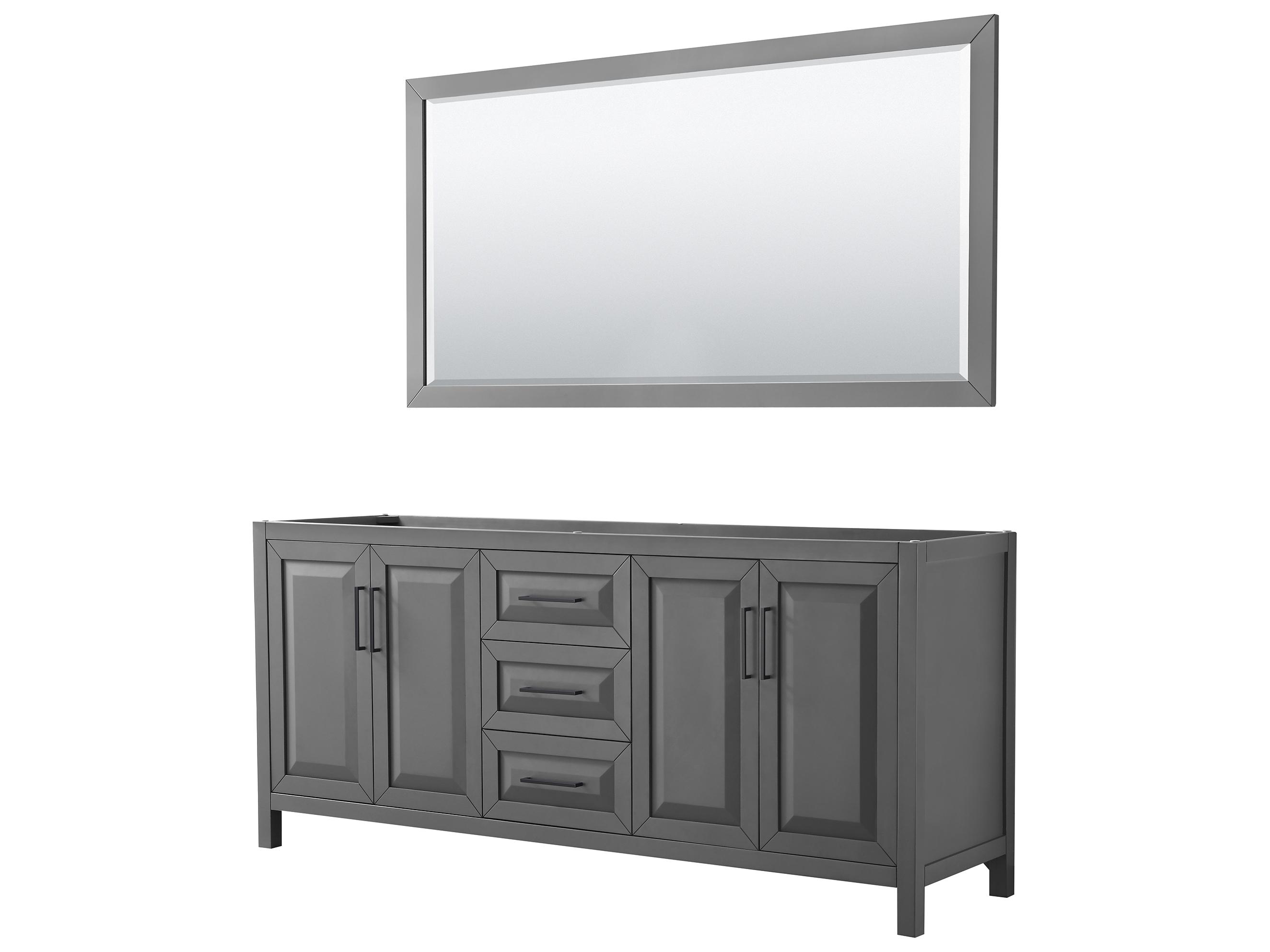 Wyndham Collection Daria 79" Dark Gray Vanity with 70" Mirror