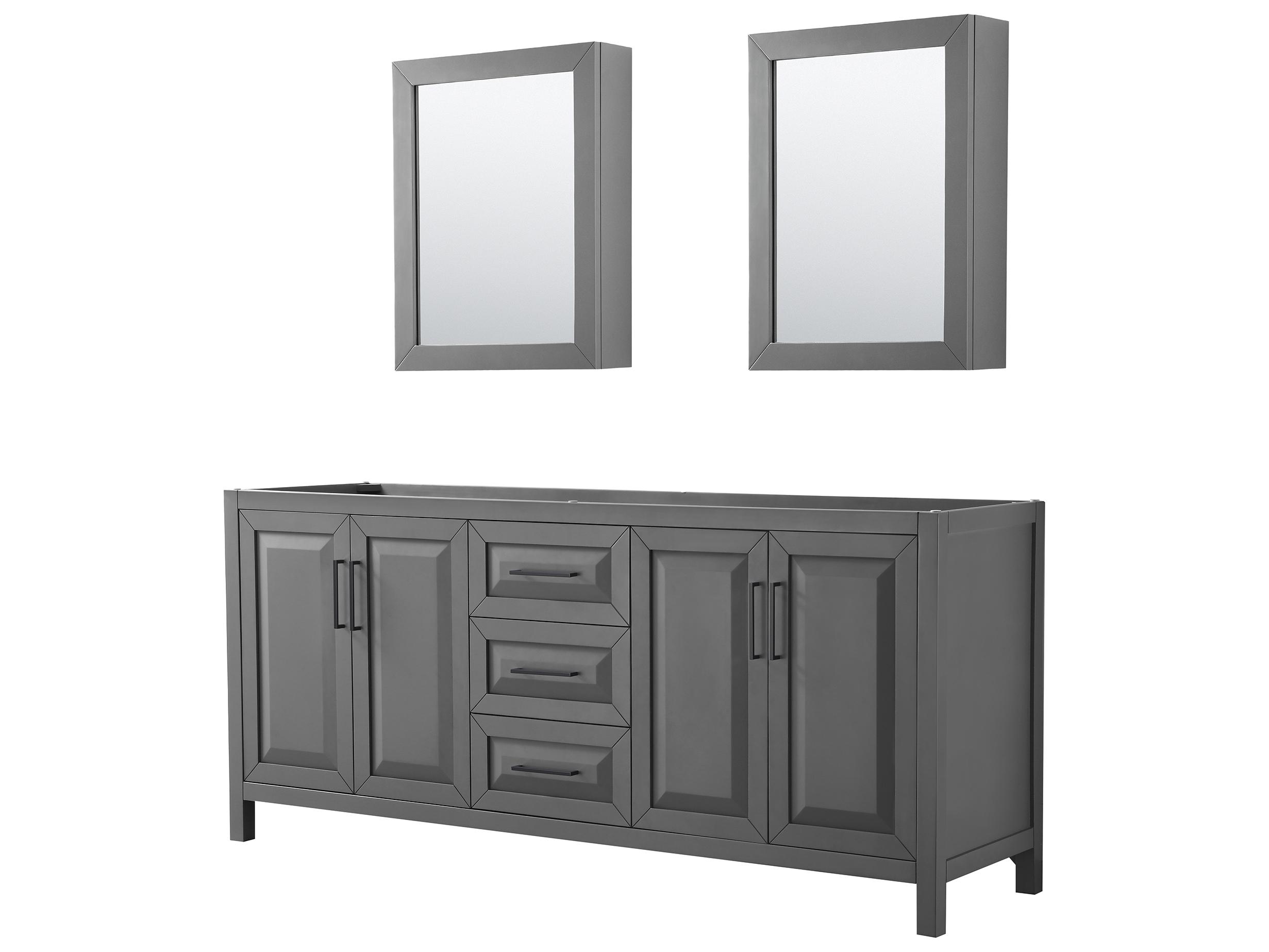 Wyndham Collection Daria 79" Dark Gray Vanity with Medicine Cabinet