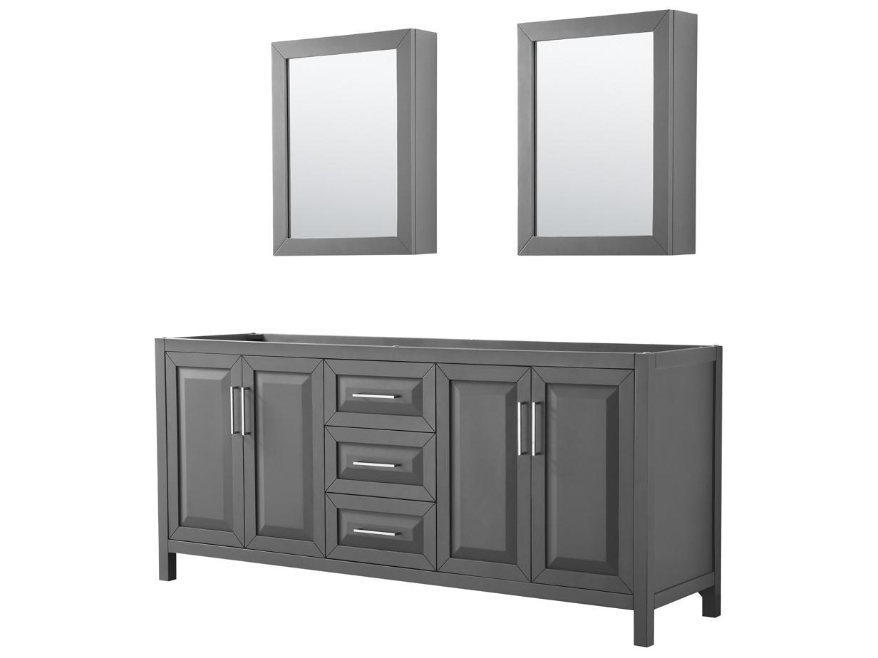 Wyndham Collection Daria 79" Dark Gray Vanity with Medicine Cabinet