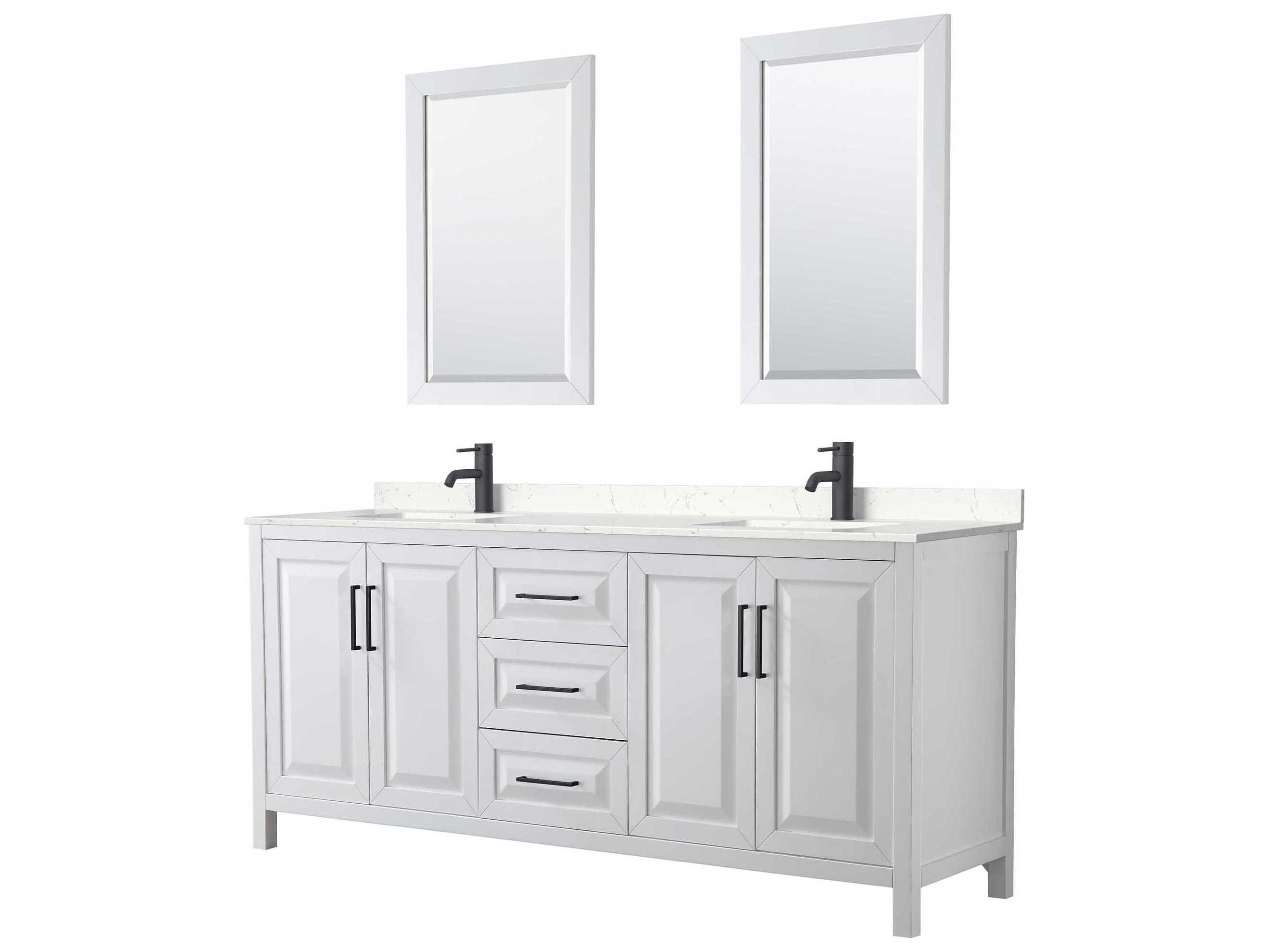 Wyndham Collection Daria 80" White Vanity with 24" Mirror