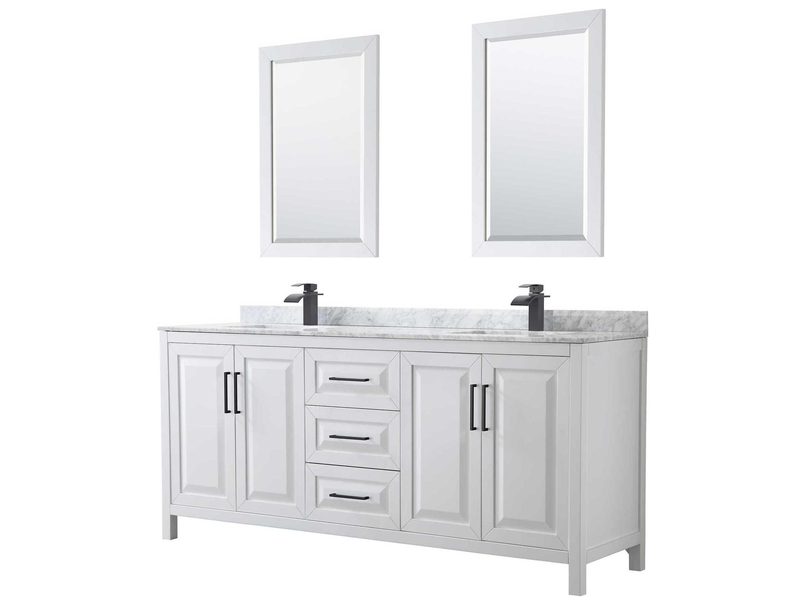 Wyndham Collection Daria 80" White Vanity with 24" Mirror