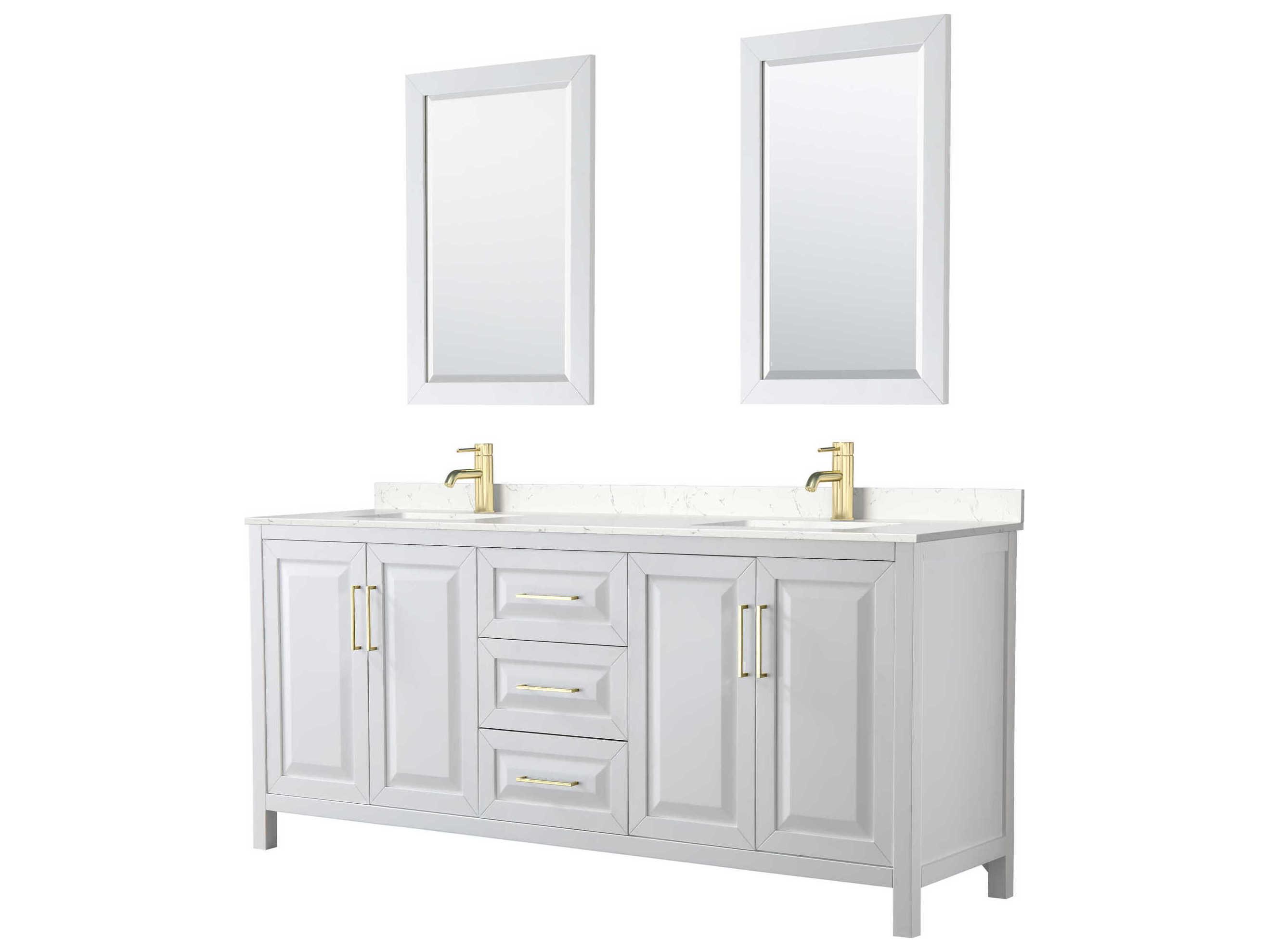 Wyndham Collection Daria 80" White Vanity with 24" Mirror