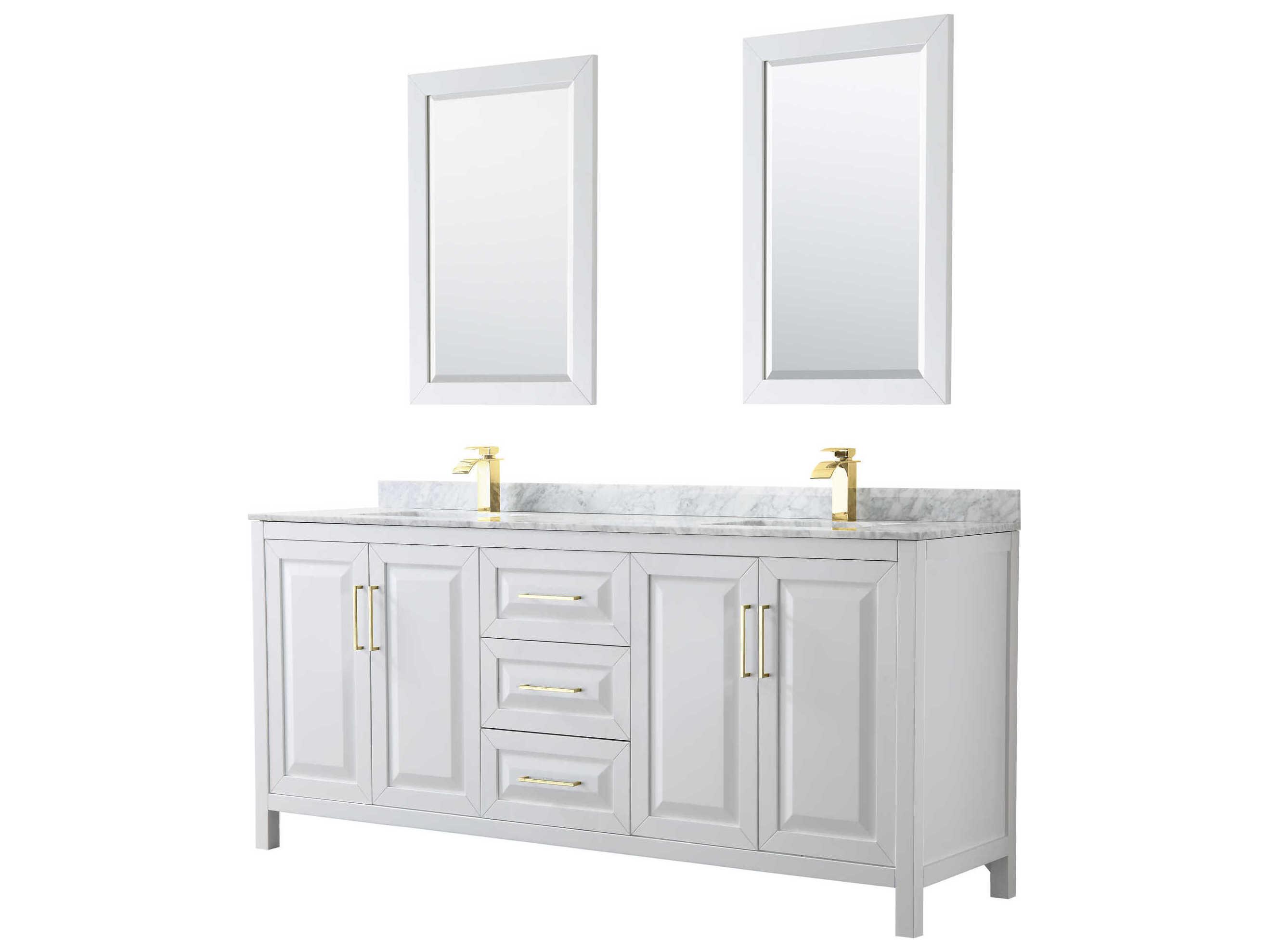Wyndham Collection Daria 80" White Vanity with 24" Mirror