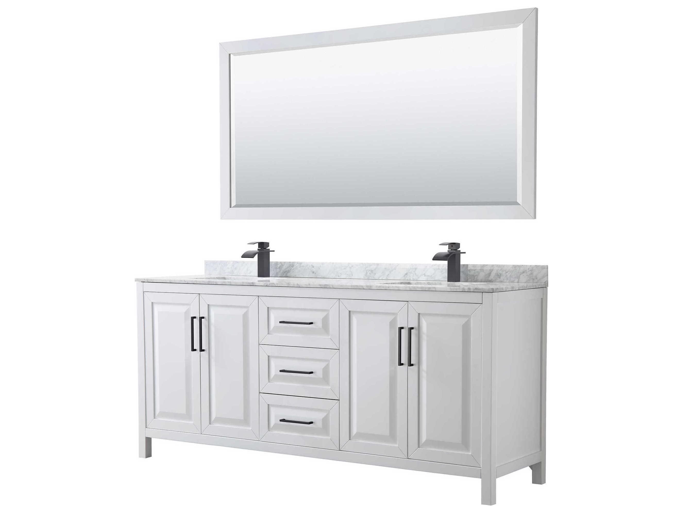 Wyndham Collection Daria 80" White Vanity with 70" Mirror