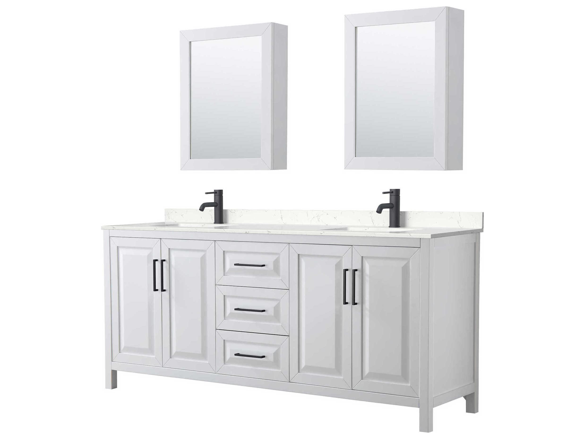 Wyndham Collection Daria 80" White Vanity with Medicine Cabinet