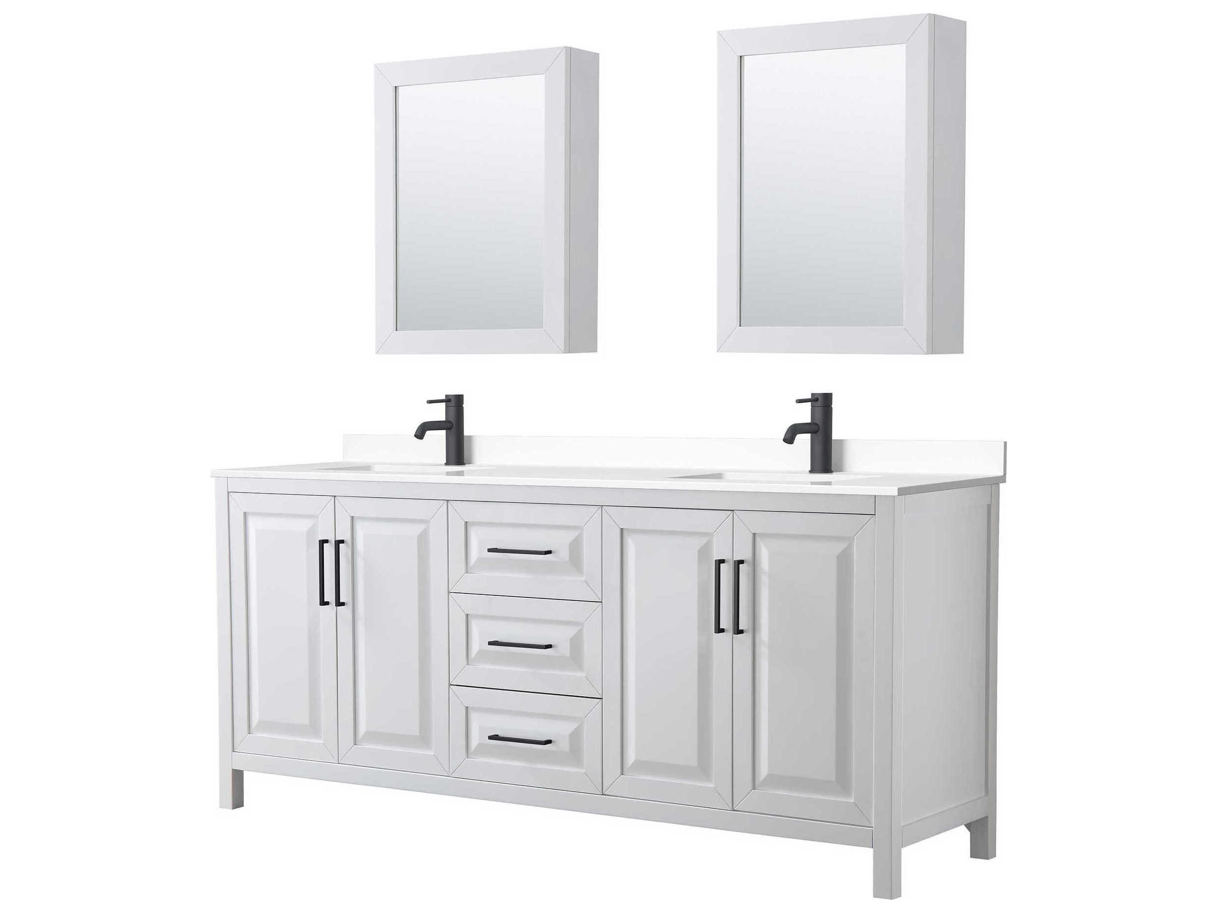 Wyndham Collection Daria 80" White Vanity with Medicine Cabinet