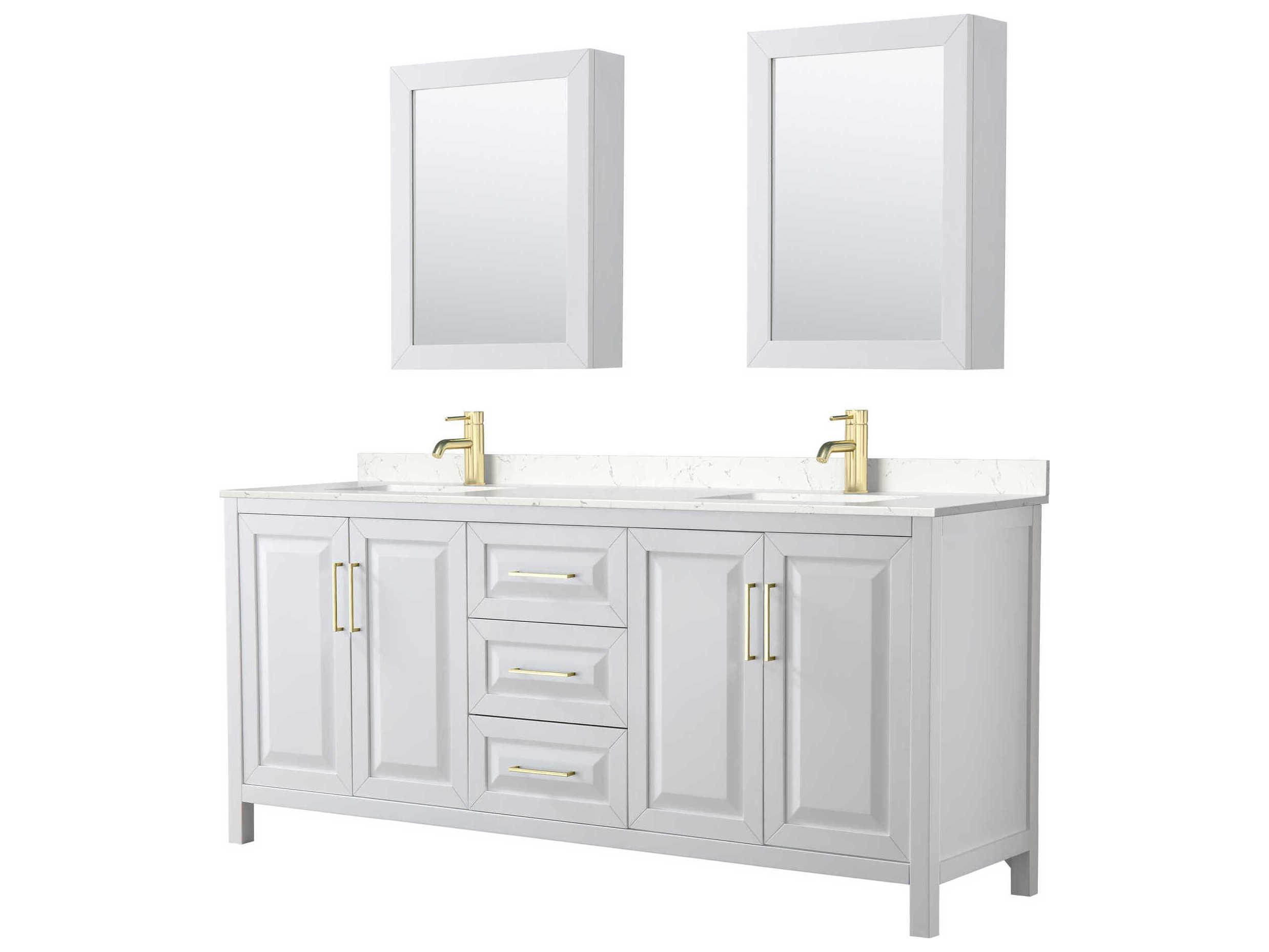 Wyndham Collection Daria 80" White Vanity with Medicine Cabinet