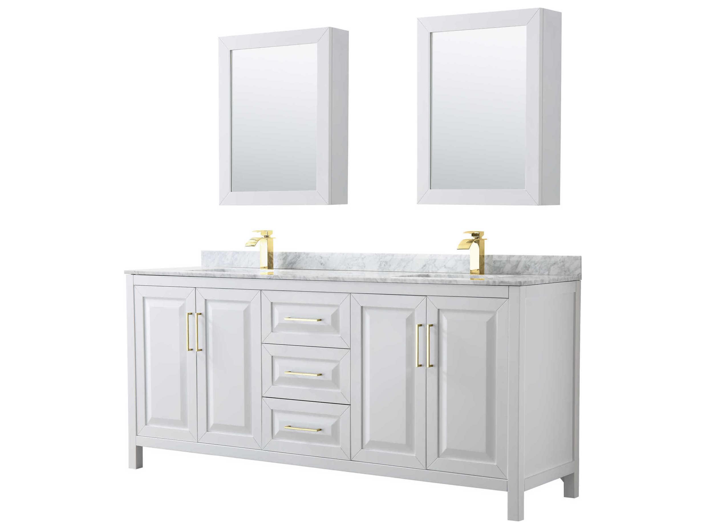 Wyndham Collection Daria 80" White Vanity with Medicine Cabinet