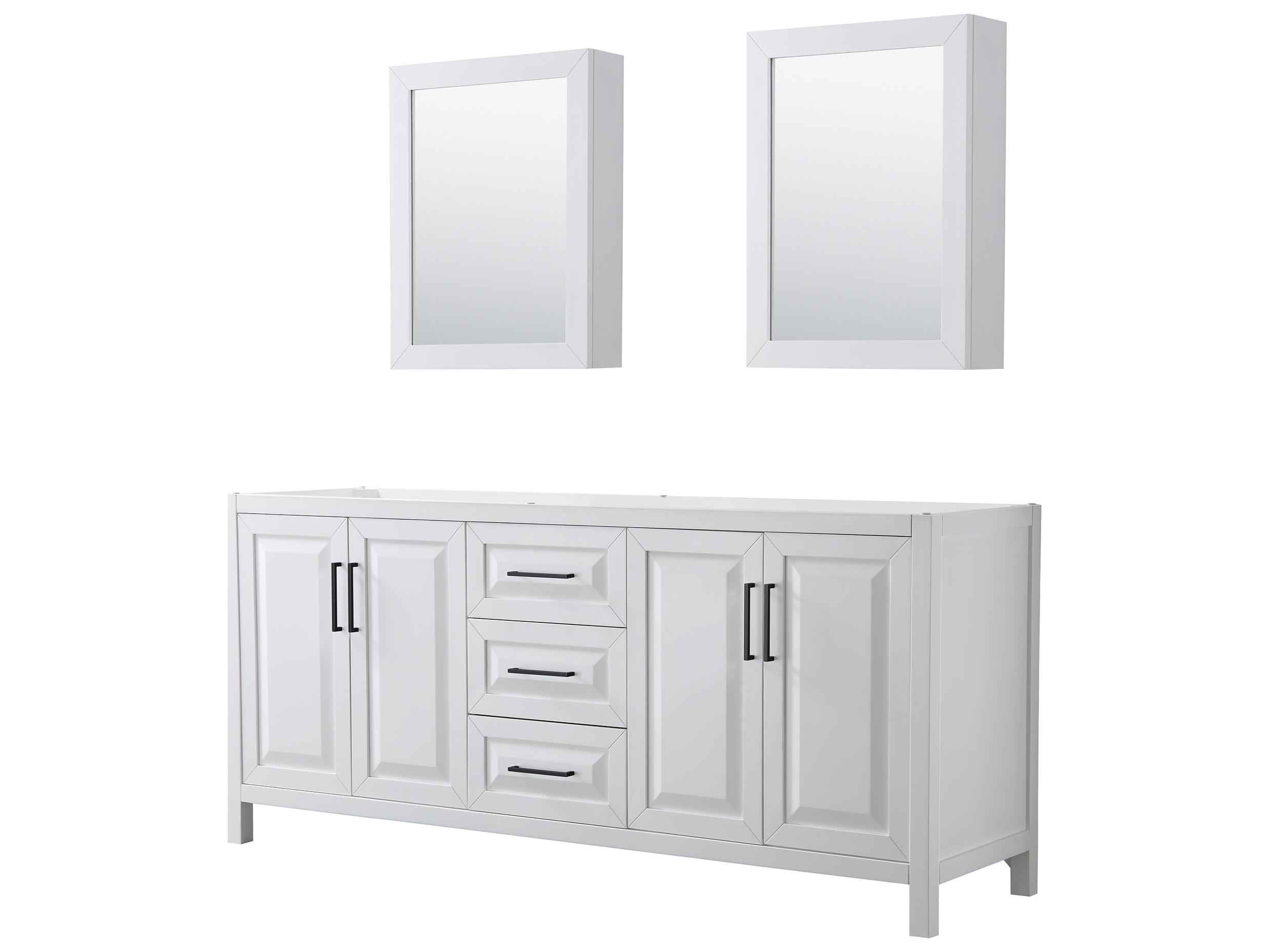 Wyndham Collection Daria 79" White Vanity with Medicine Cabinet