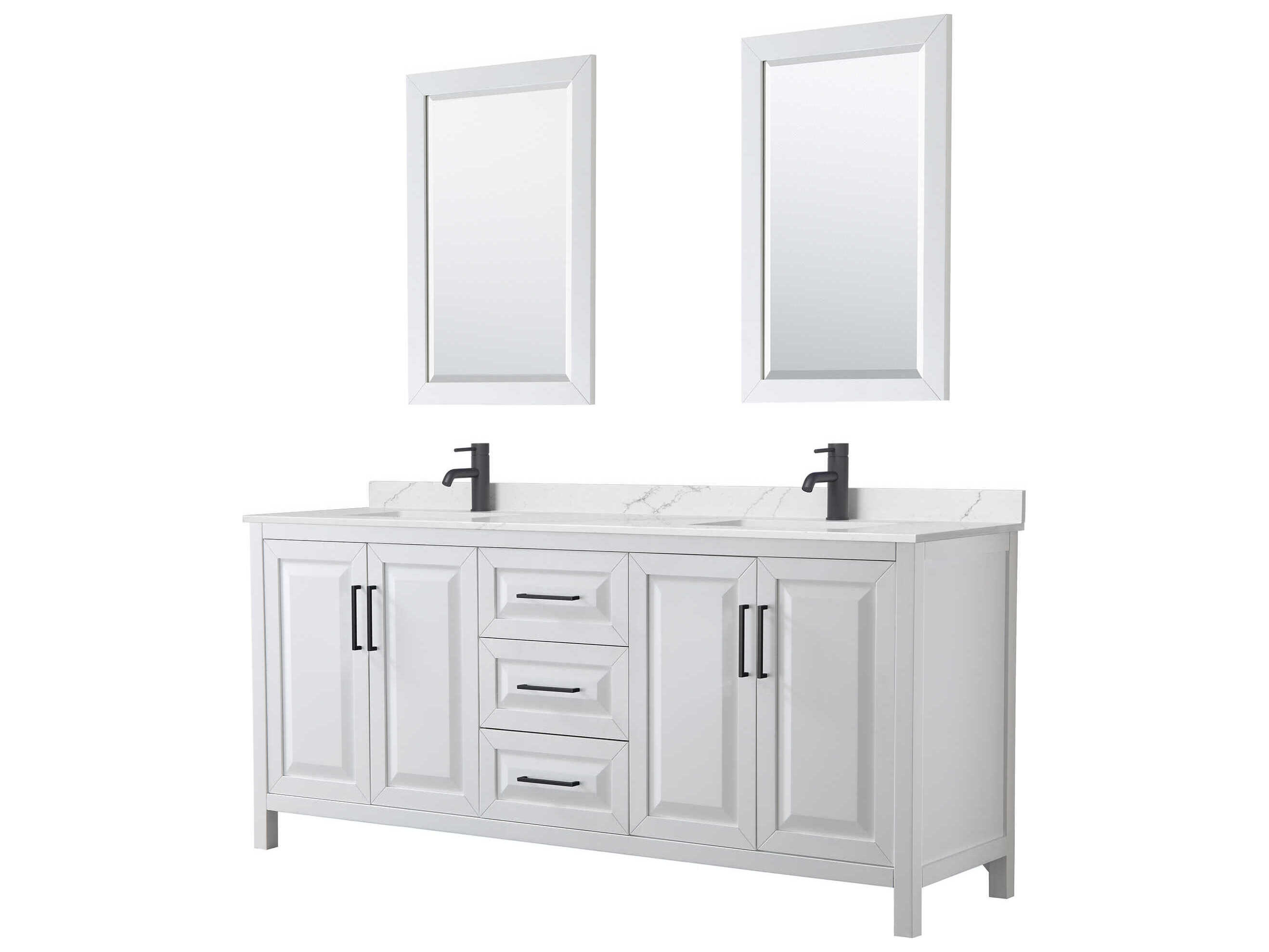 Wyndham Collection Daria 80" White Vanity with 24" Mirror