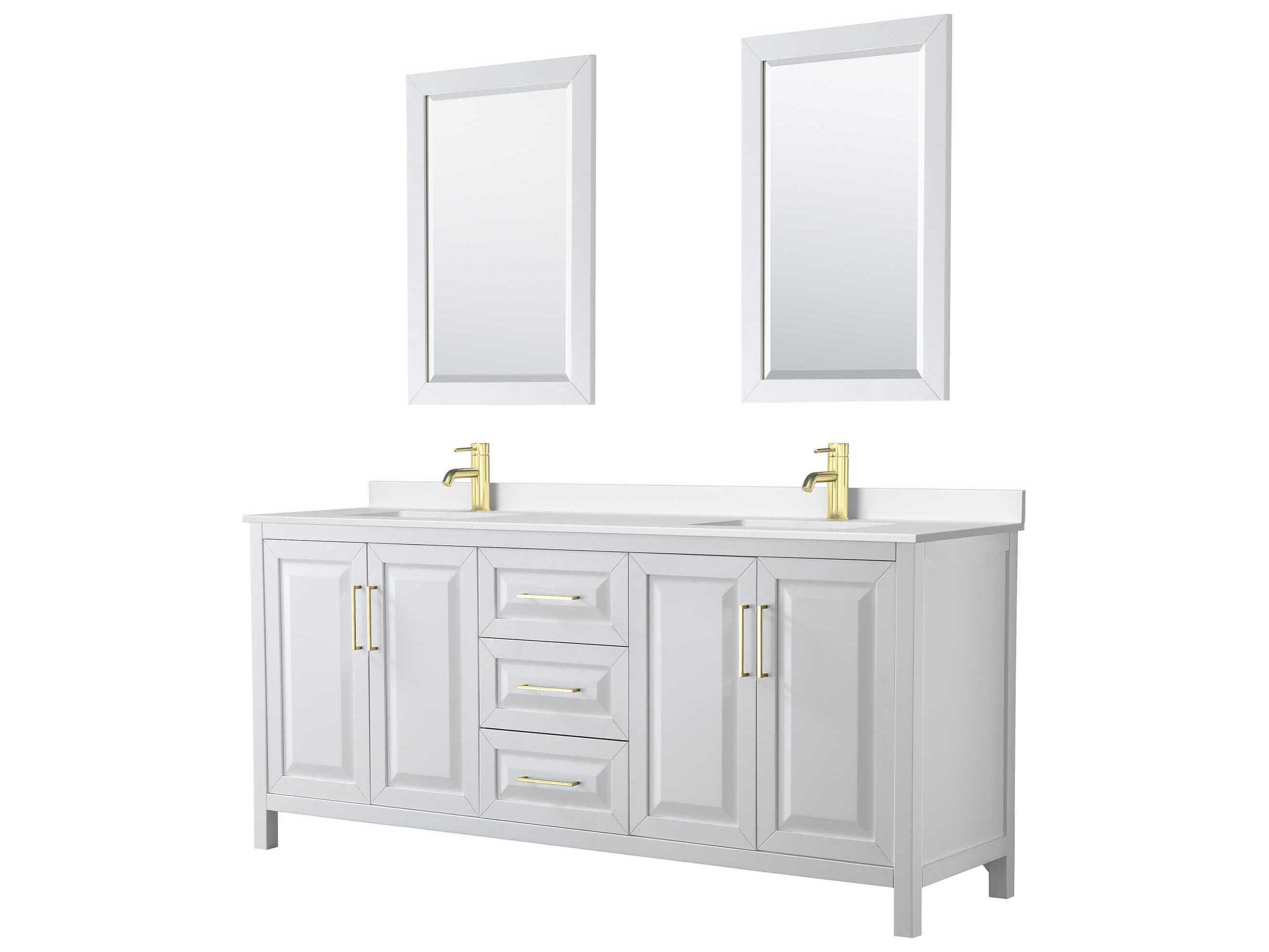 Wyndham Collection Daria 80" White Vanity with 24" Mirror