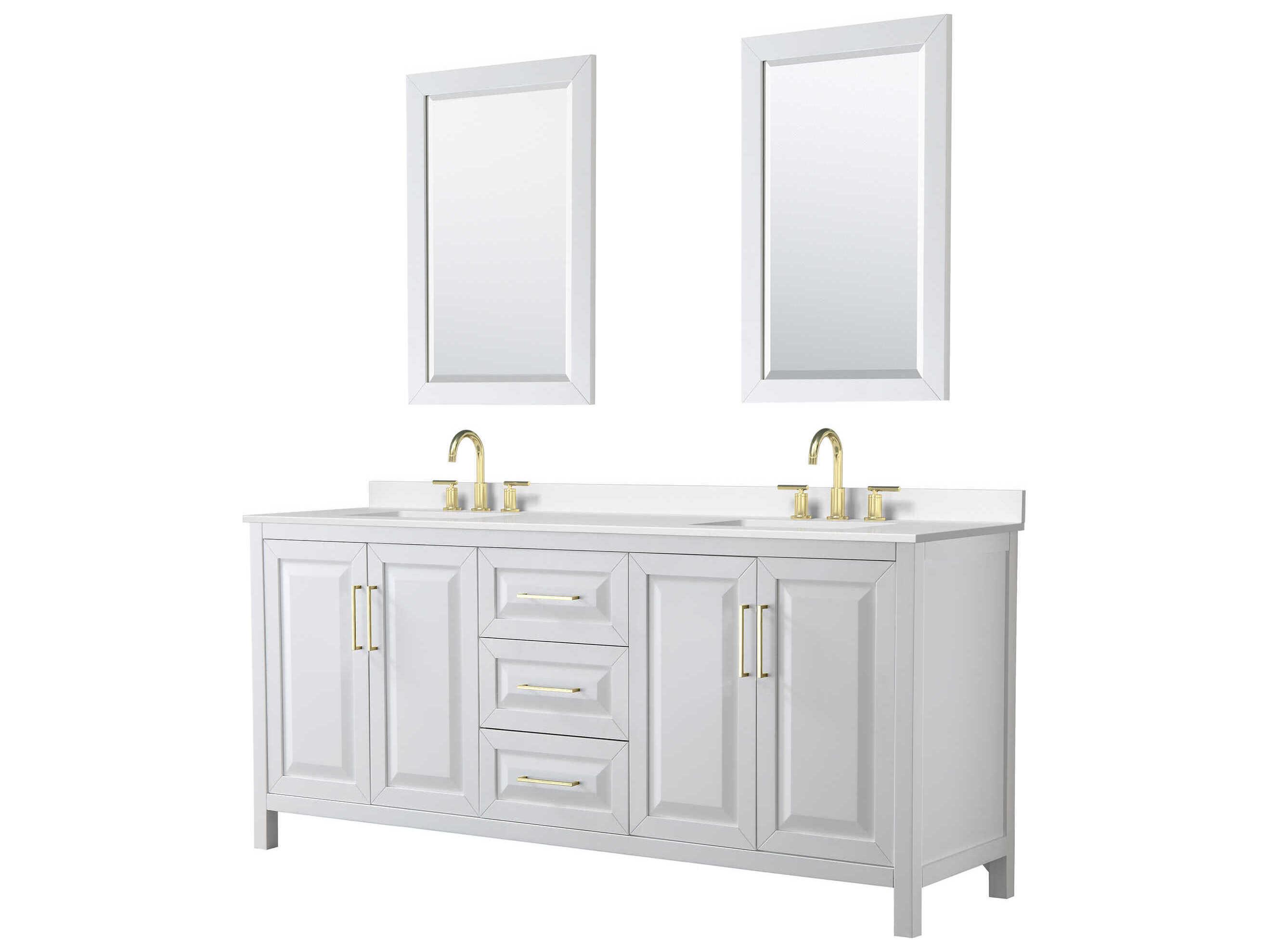 Wyndham Collection Daria 80" White Vanity with 24" Mirror