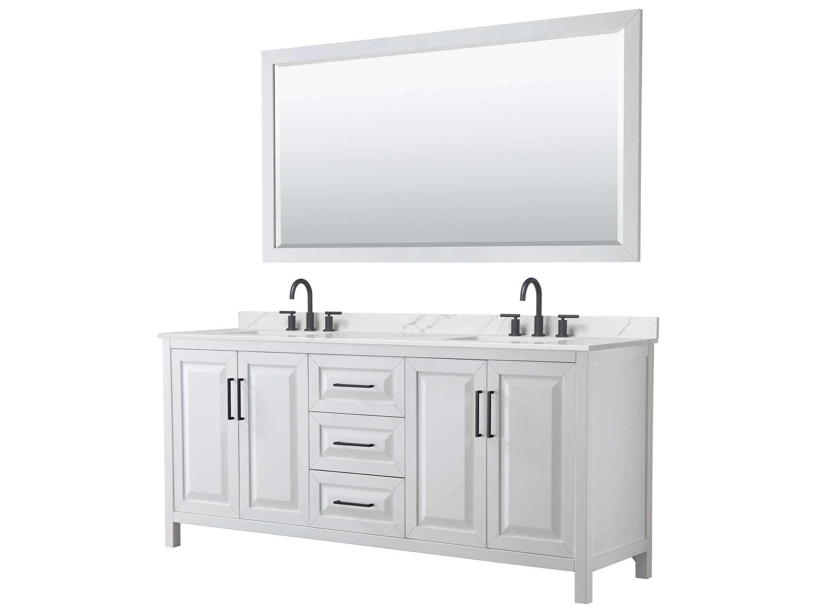 Wyndham Collection Daria 80" White Vanity with 70" Mirror