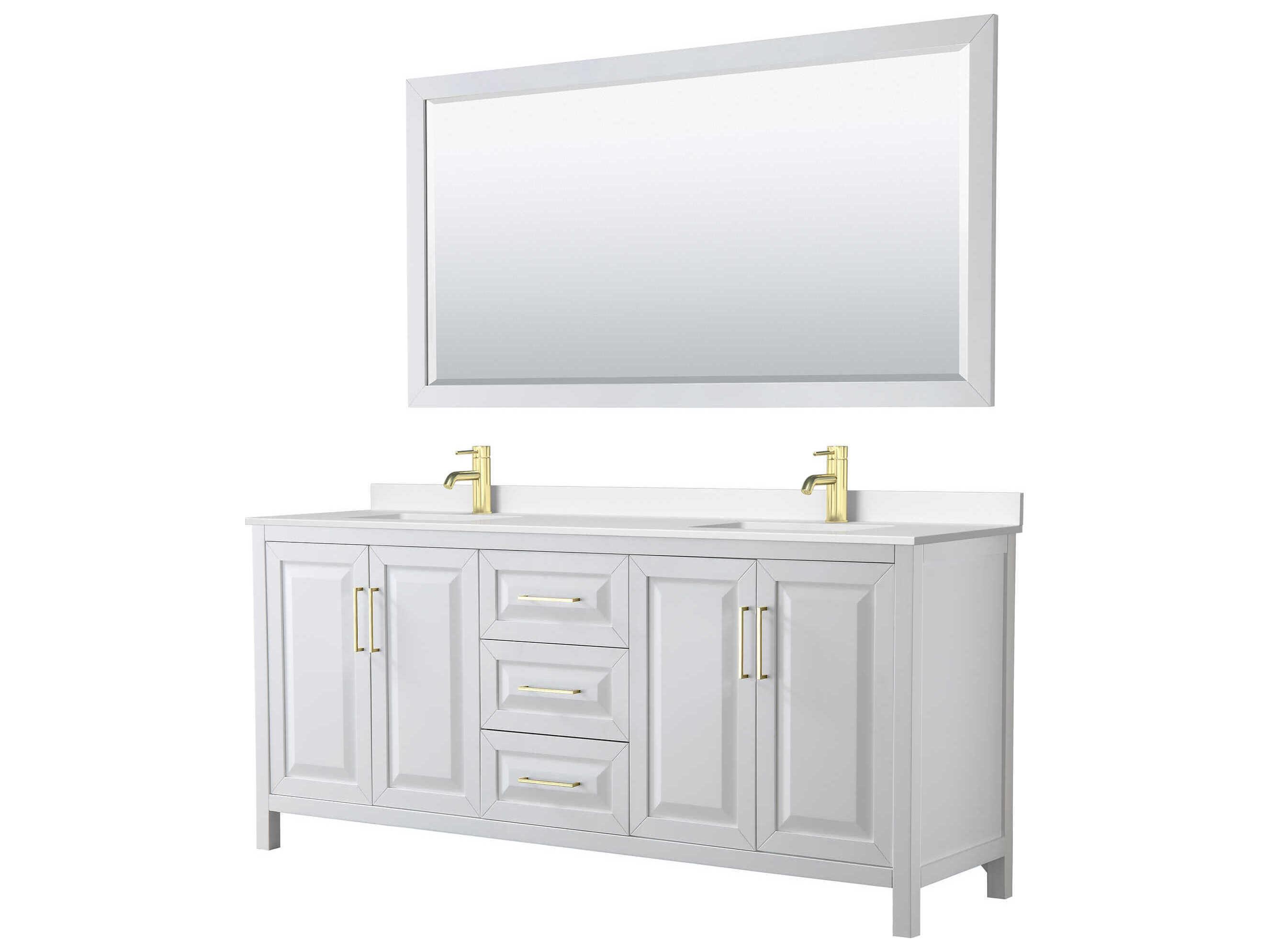 Wyndham Collection Daria 80" White Vanity with 70" Mirror