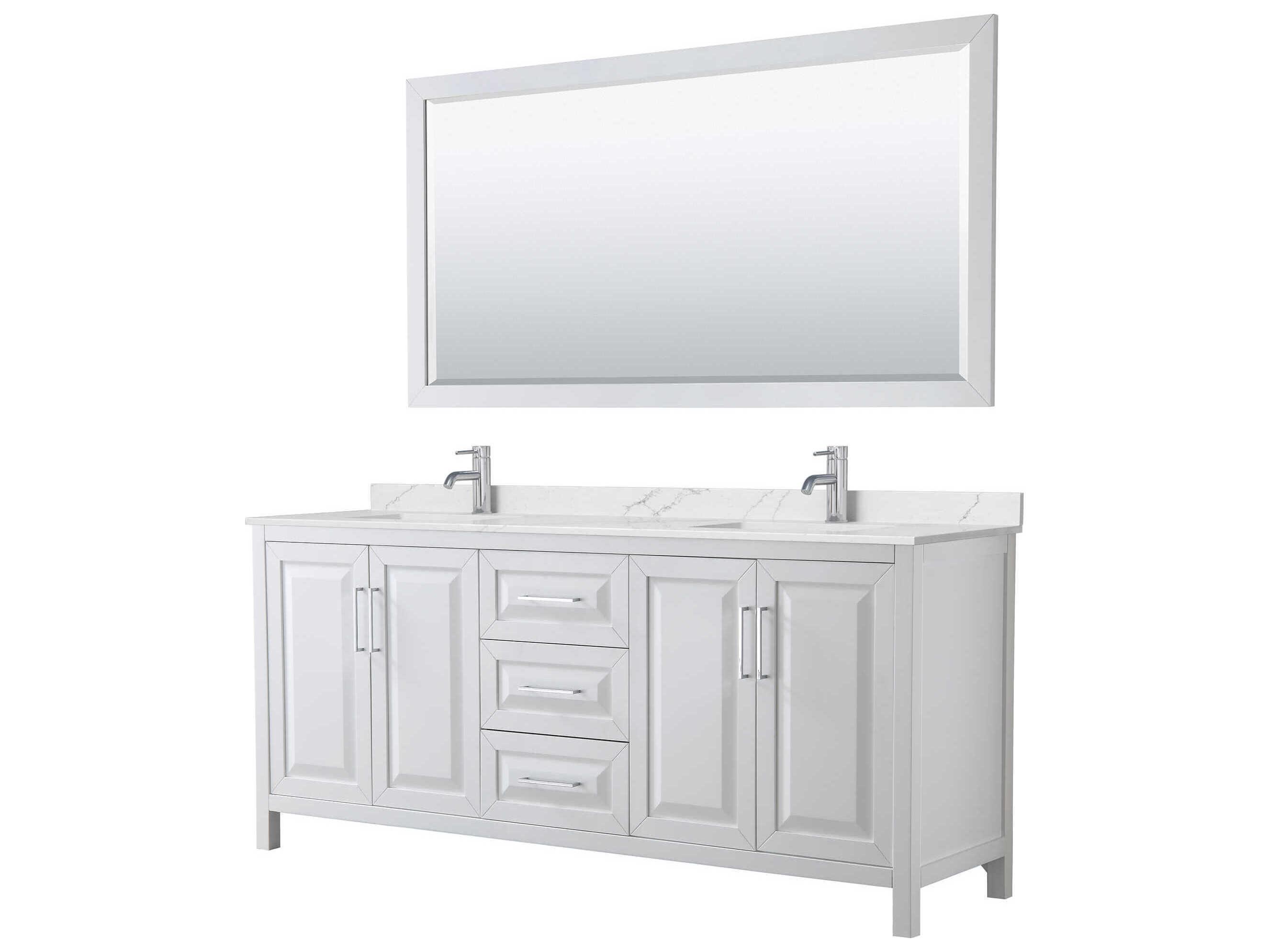 Wyndham Collection Daria 80" White Vanity with 70" Mirror