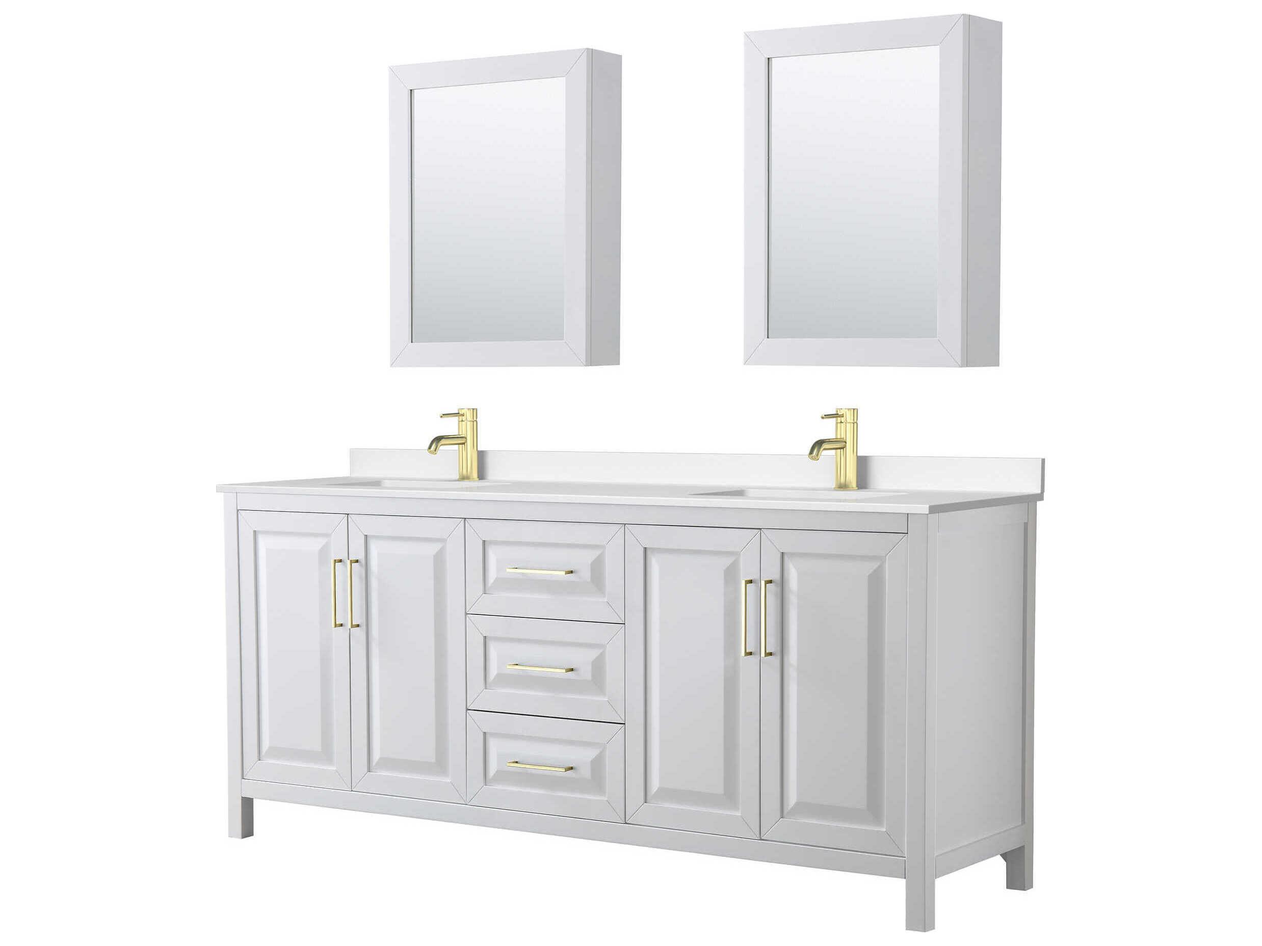 Wyndham Collection Daria 80" White Vanity with Medicine Cabinet