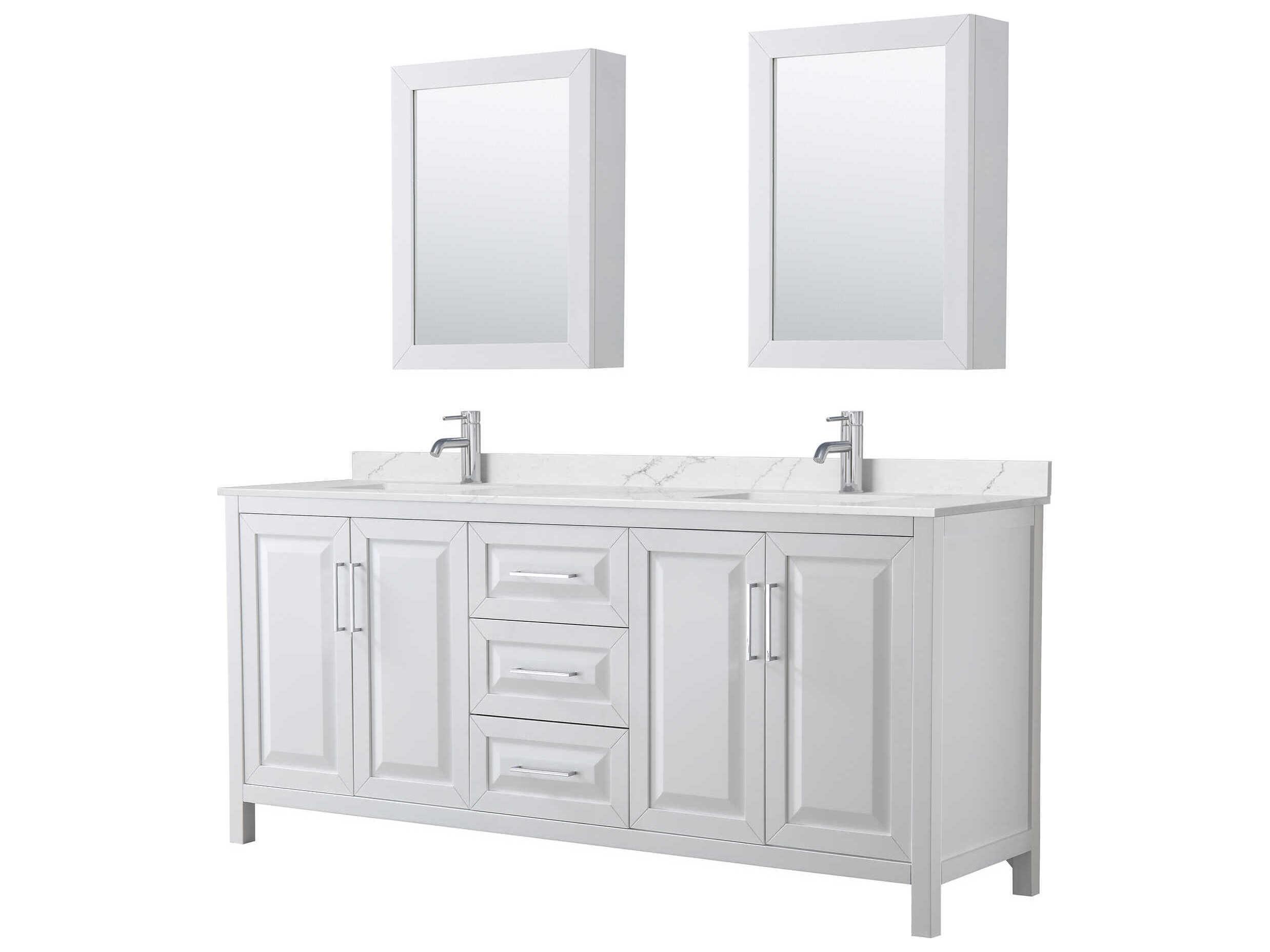Wyndham Collection Daria 80" White Vanity with Medicine Cabinet