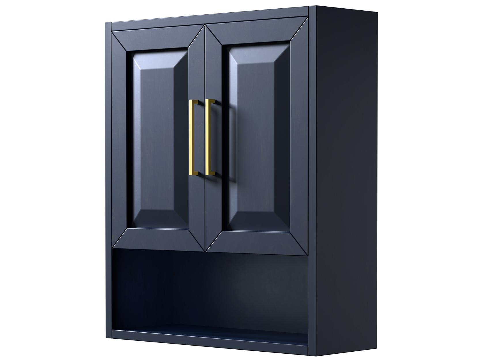 Wyndham Collection Daria Dark Blue Over-the-Toilet Bathroom Wall-Mounted Storage Cabinet