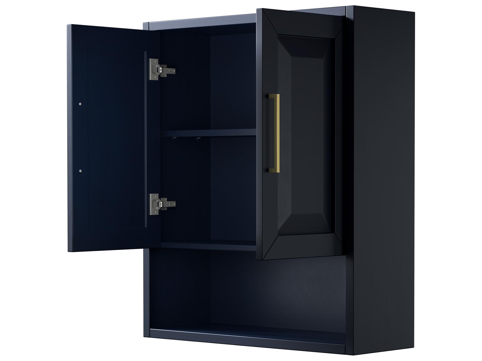 Wyndham Collection Daria Dark Blue Over-the-Toilet Bathroom Wall-Mounted Storage Cabinet