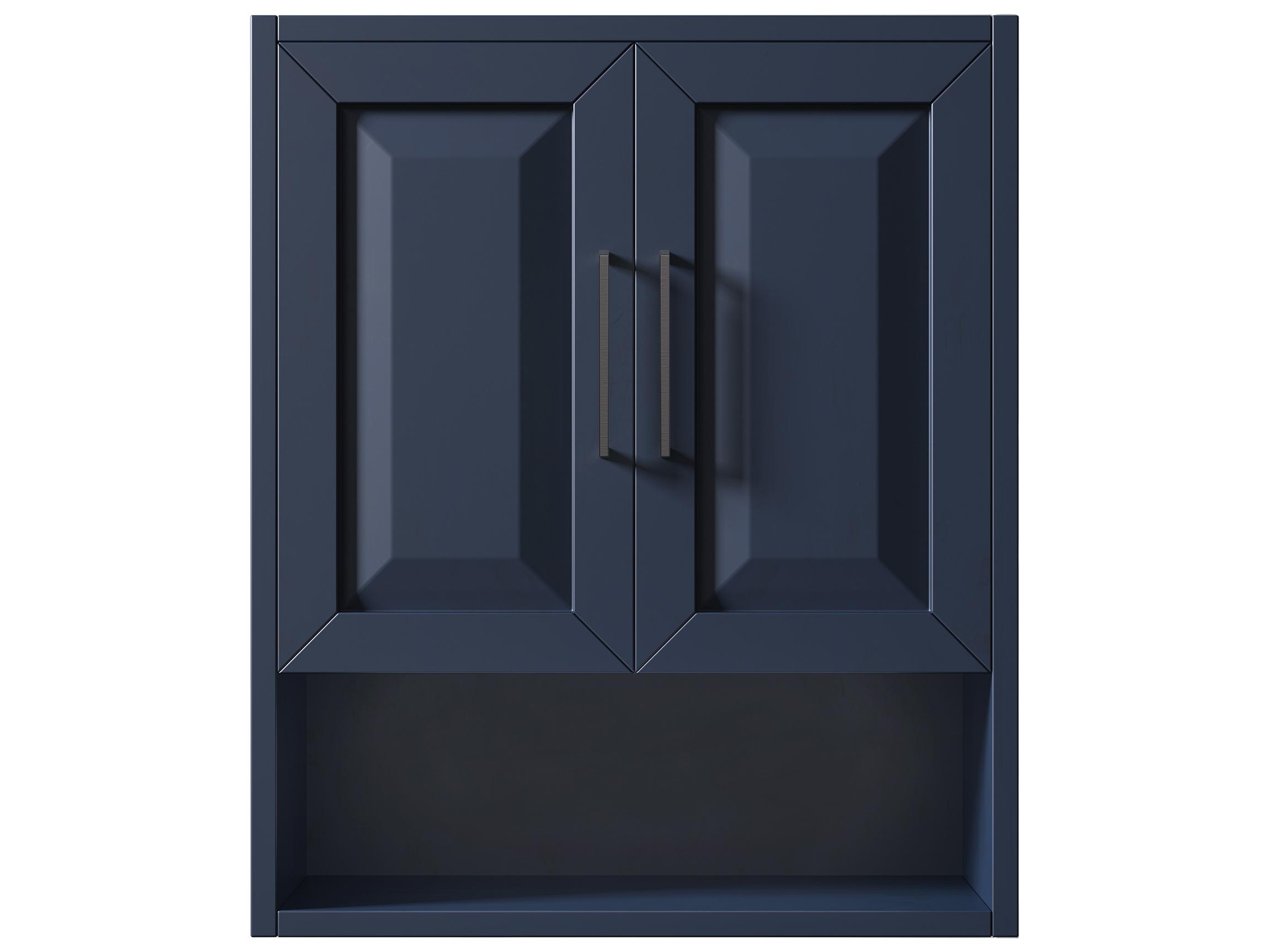 Wyndham Collection Daria Dark Blue Over-the-Toilet Bathroom Wall-Mounted Storage Cabinet