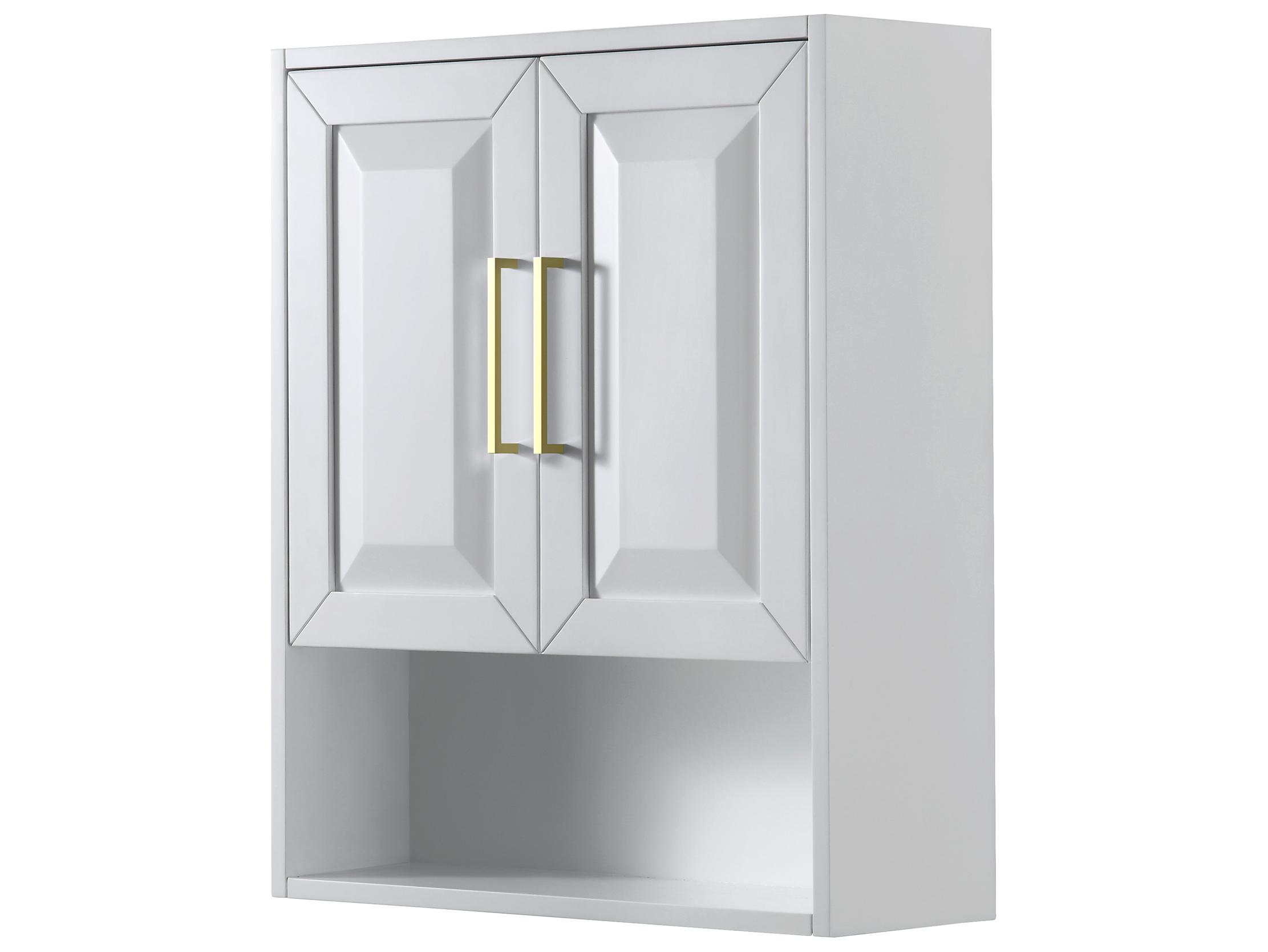 Wyndham Collection Daria White Over-the-Toilet Bathroom Wall-Mounted Storage Cabinet