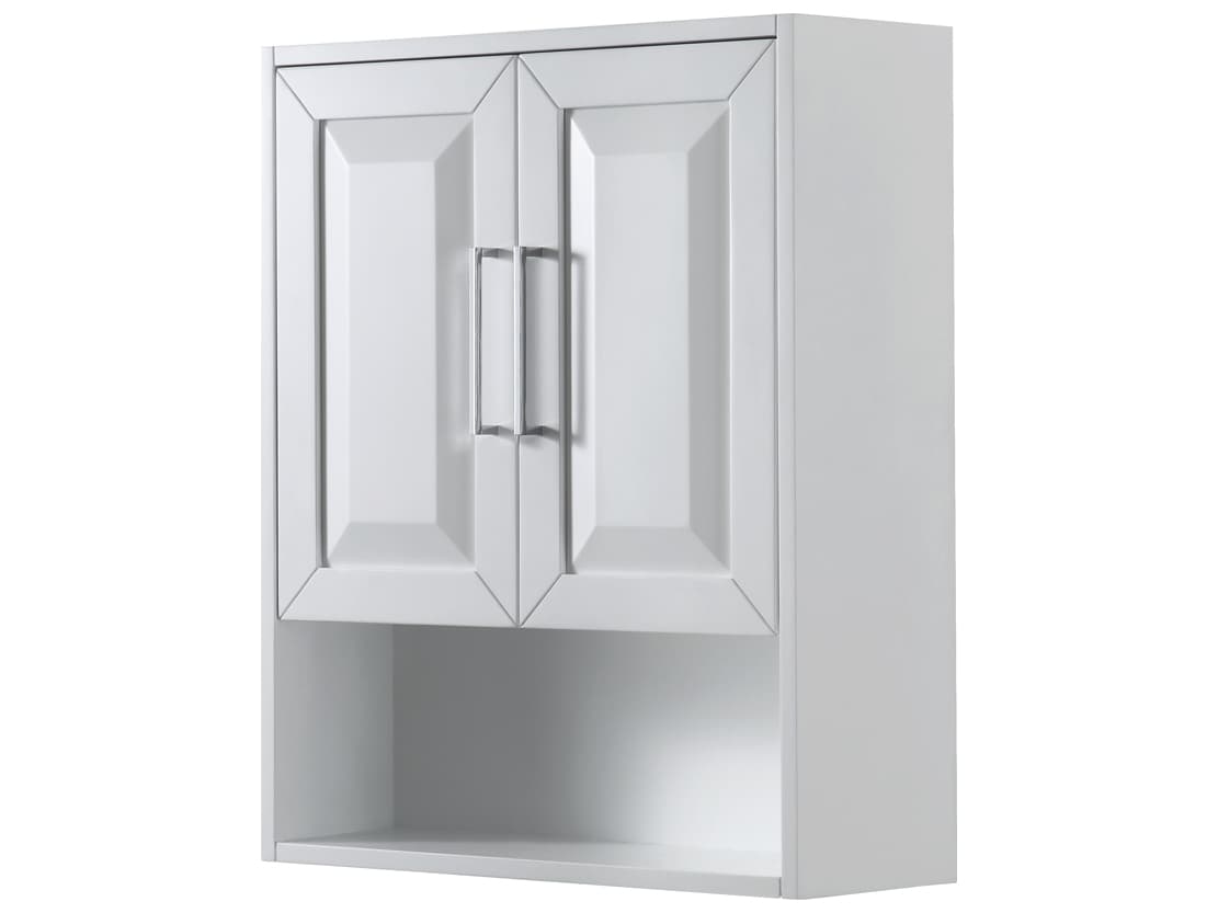 Wyndham Collection Daria White Over-the-Toilet Bathroom Wall-Mounted Storage Cabinet