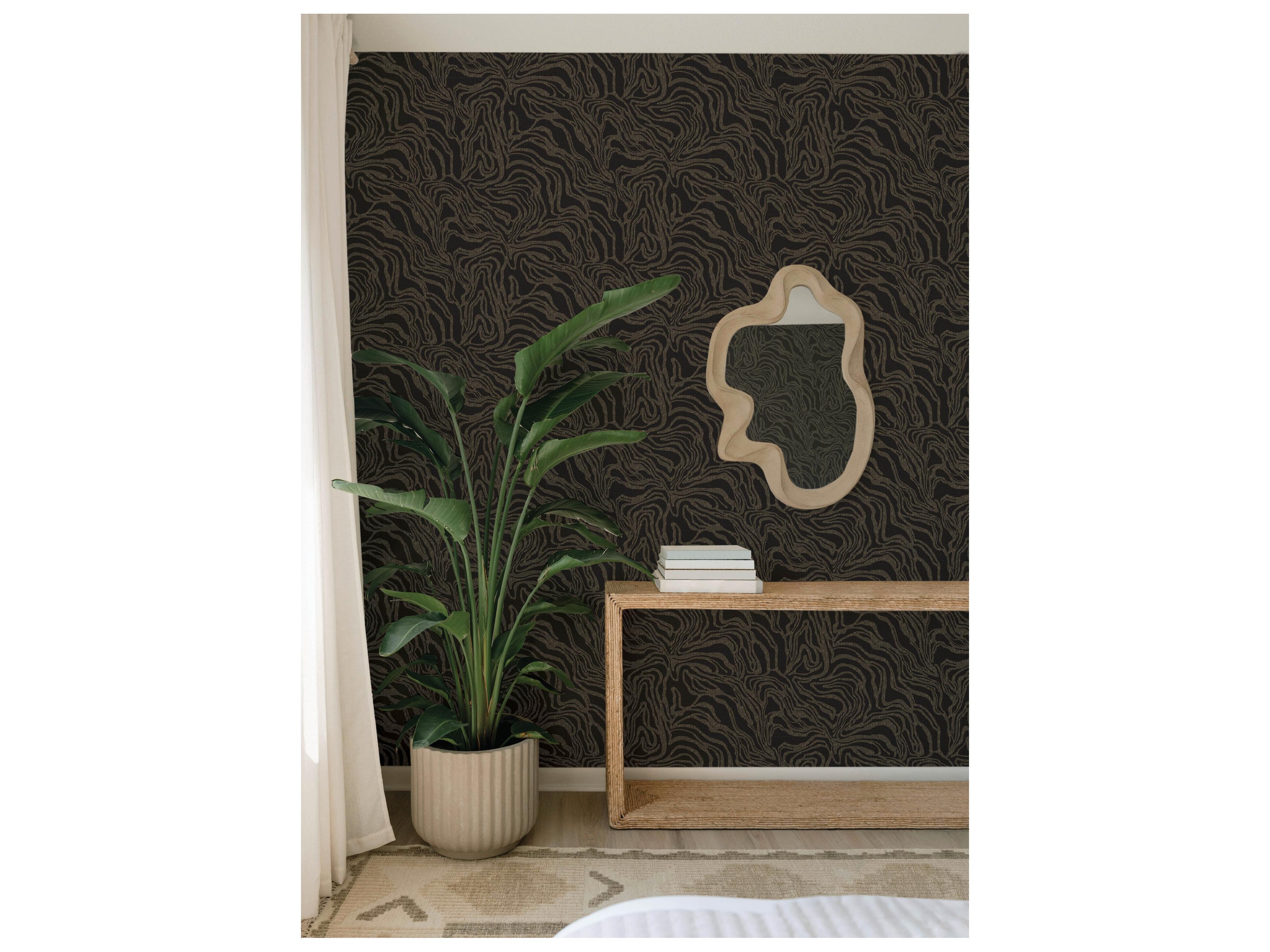 York Wallcoverings Drew & Jonathan Home Fifth Edition Black Marbled Wallpaper