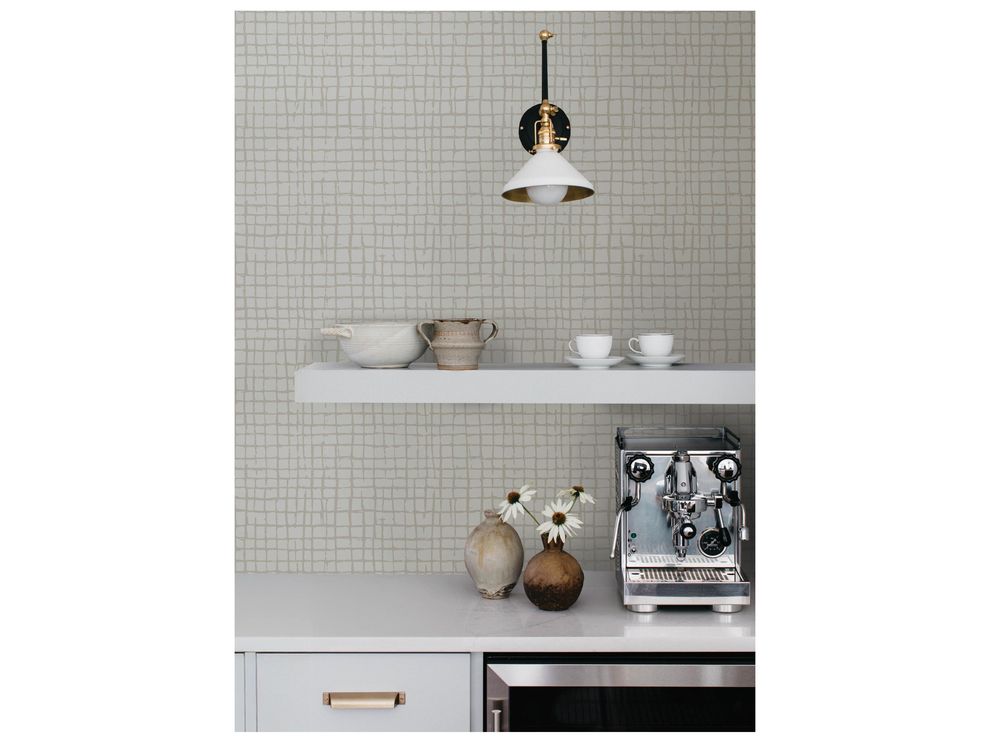 York Wallcoverings Drew & Jonathan Home Fifth Edition Beige Gridline Wallpaper