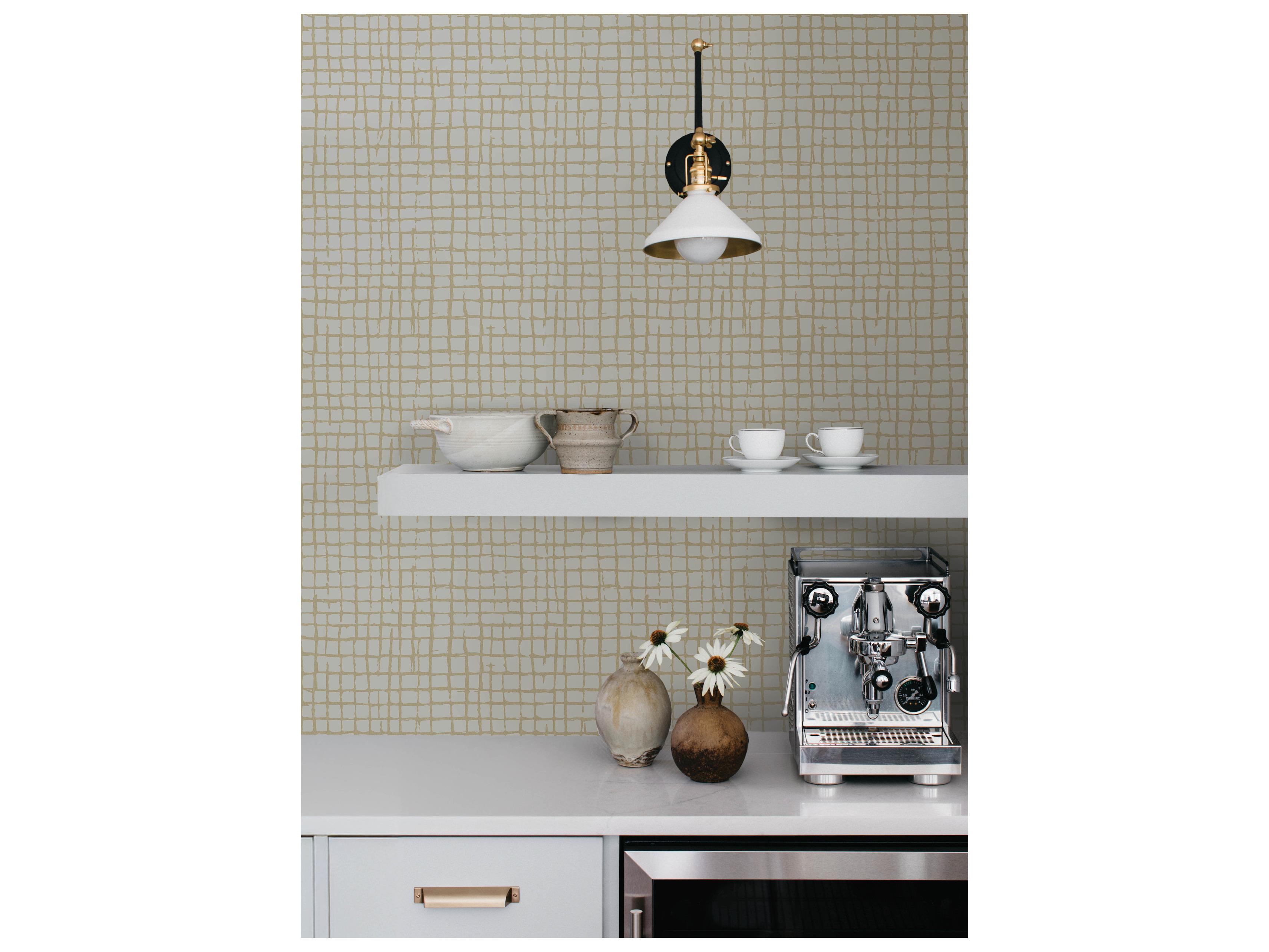 York Wallcoverings Drew & Jonathan Home Fifth Edition Pearl Gridline Wallpaper