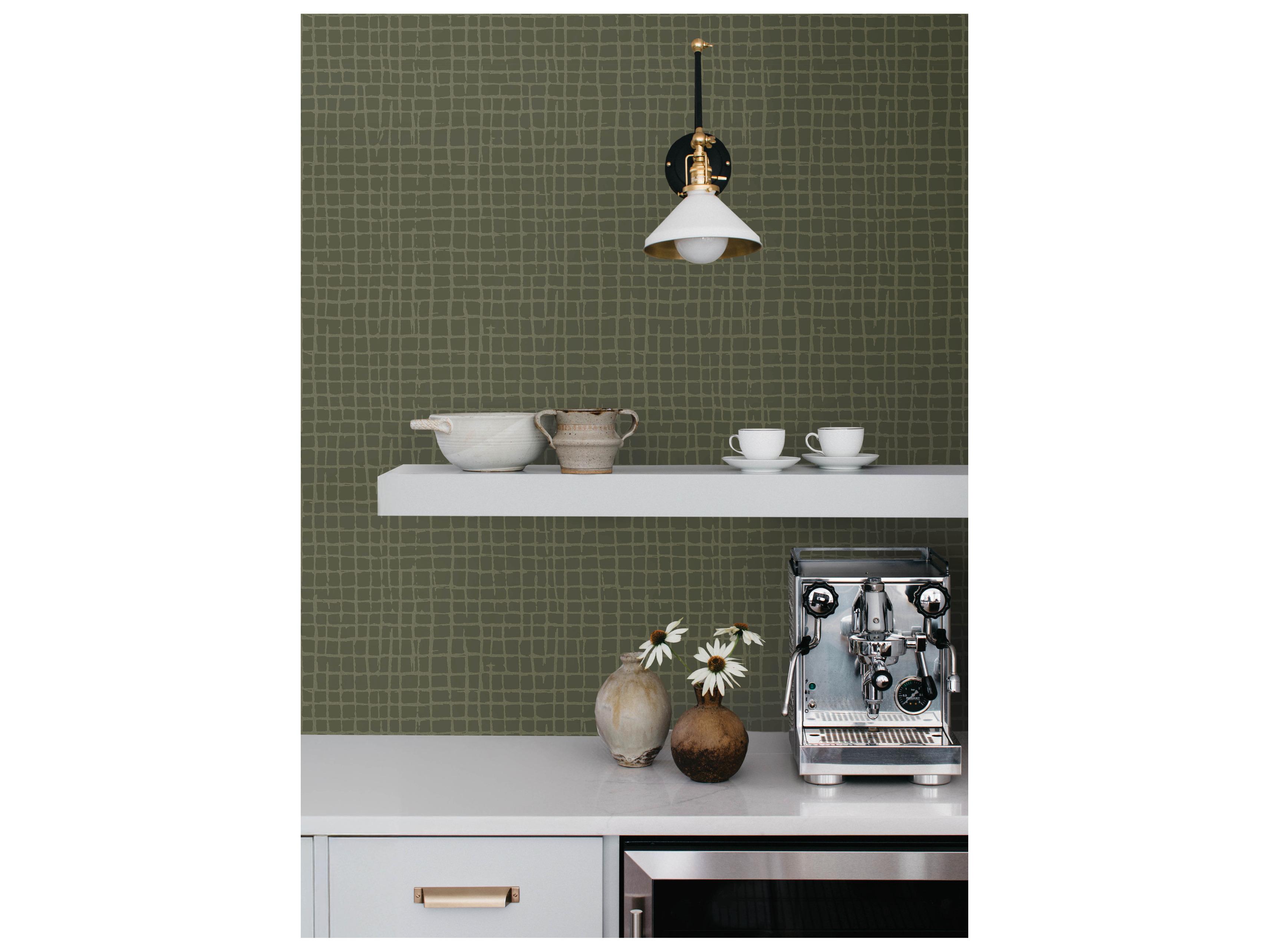 York Wallcoverings Drew & Jonathan Home Fifth Edition Moss Gridline Wallpaper