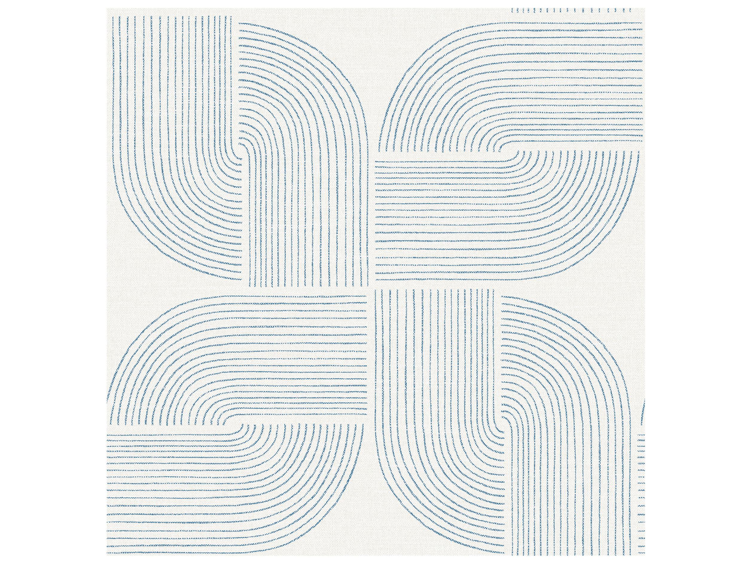 York Wallcoverings Drew & Jonathan Home Fifth Edition Dark Blue Spiral Arches Wallpaper