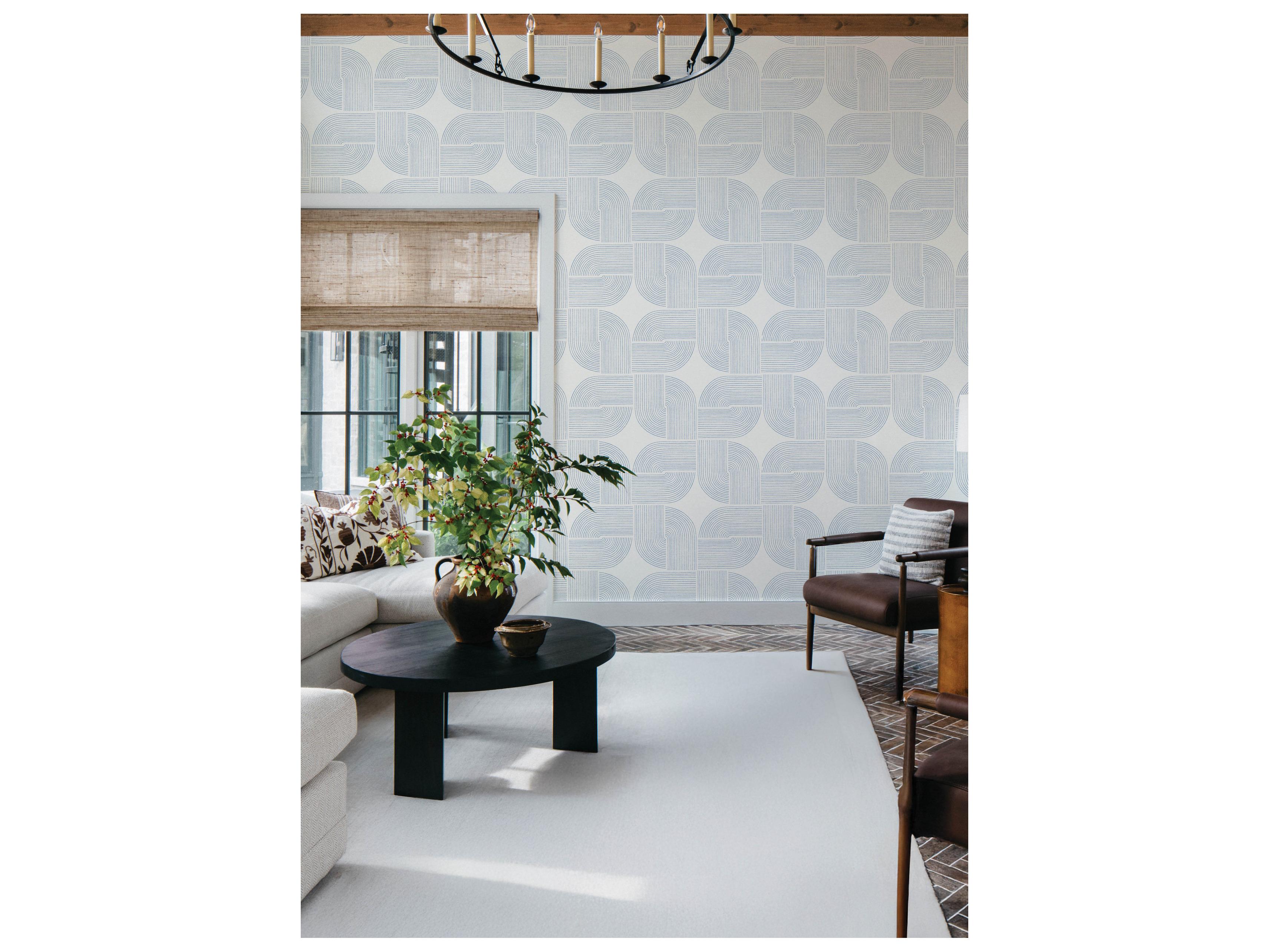 York Wallcoverings Drew & Jonathan Home Fifth Edition Dark Blue Spiral Arches Wallpaper