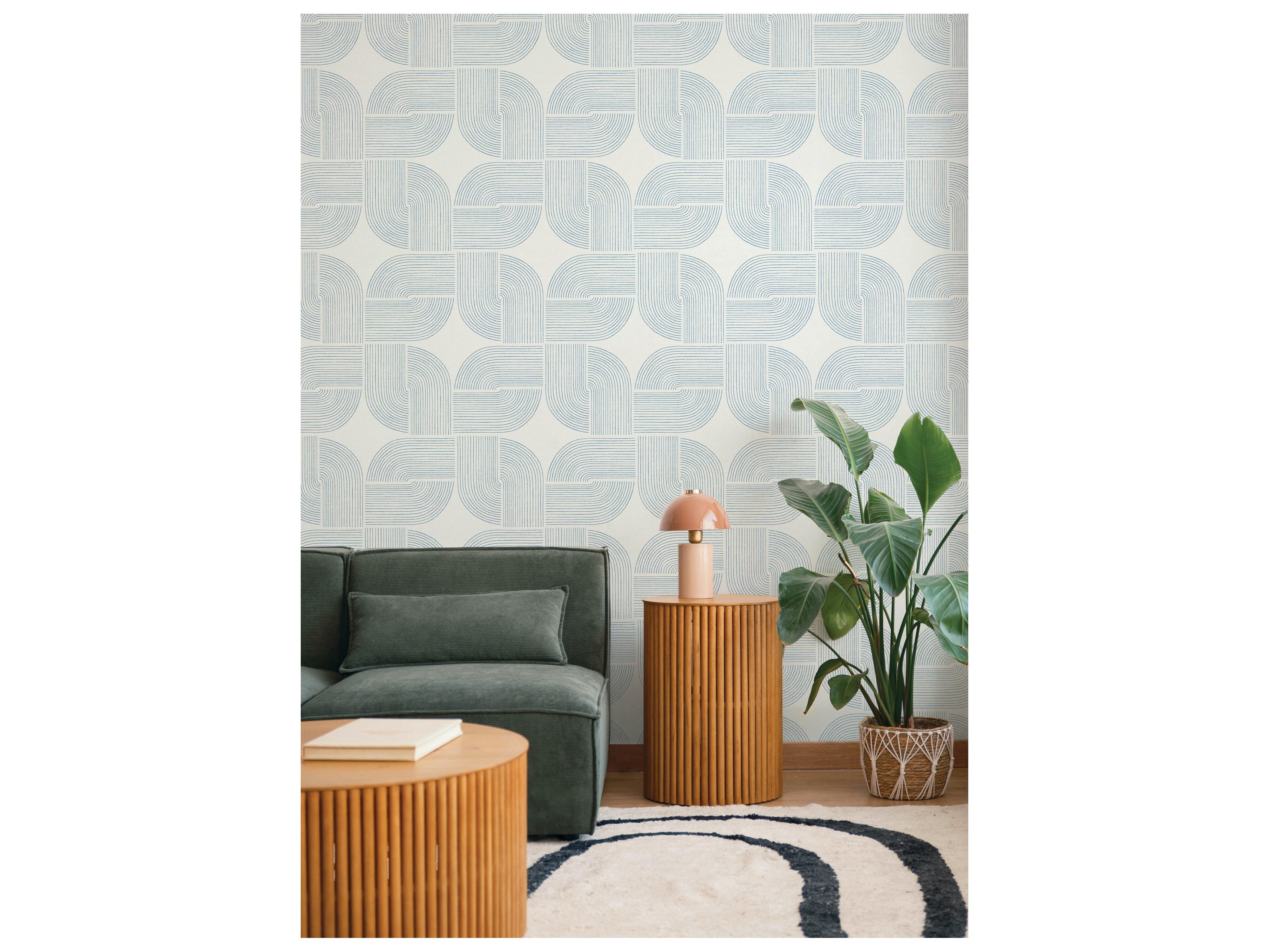 York Wallcoverings Drew & Jonathan Home Fifth Edition Dark Blue Spiral Arches Wallpaper